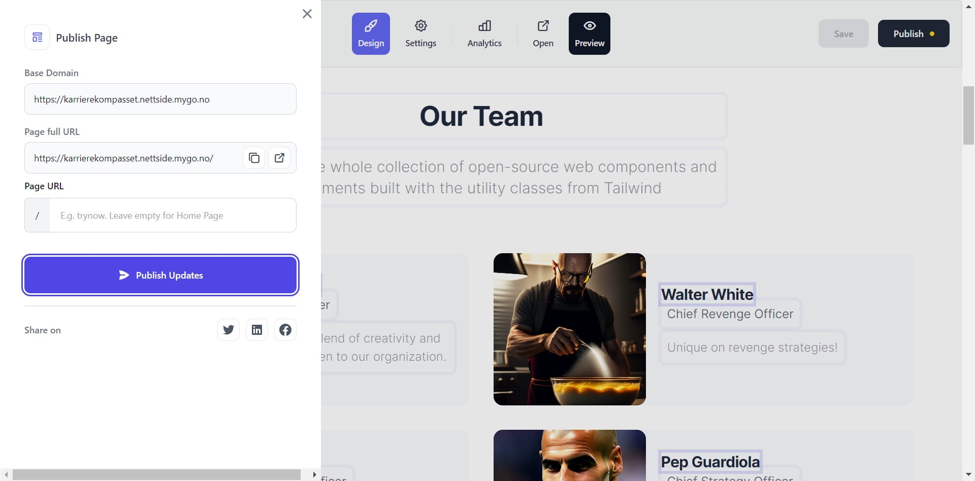 Klikk "Publish Updates"