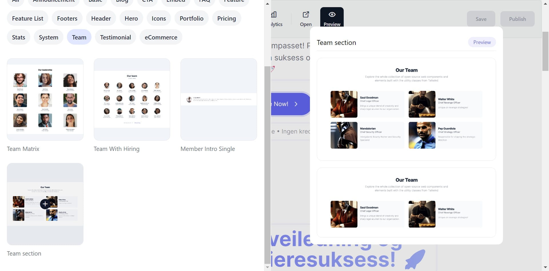 Her får du opp ulike variasjoner for oppsett. Velg alternativet du ønsker. Dette kan endres senere.
