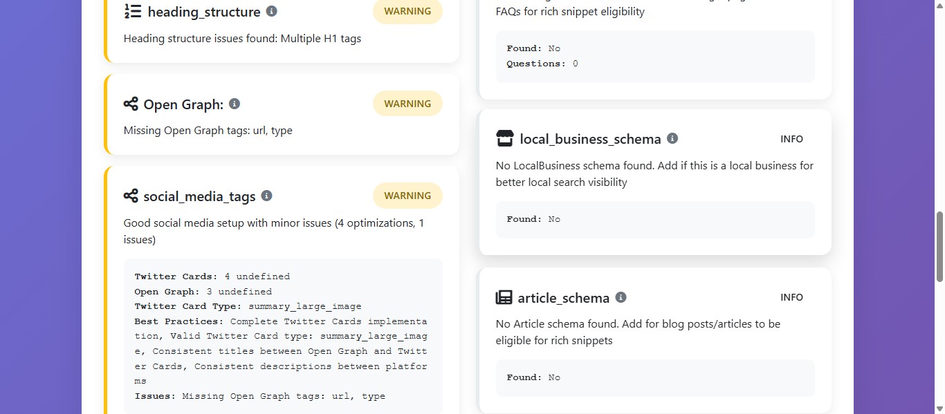 Le balisage LocalBusiness aide les moteurs de recherche à identifier clairement votre entreprise locale (nom, adresse, zone desservie, horaires, contact). Sans ce schema, votre site est moins bien compris pour les recherches locales,