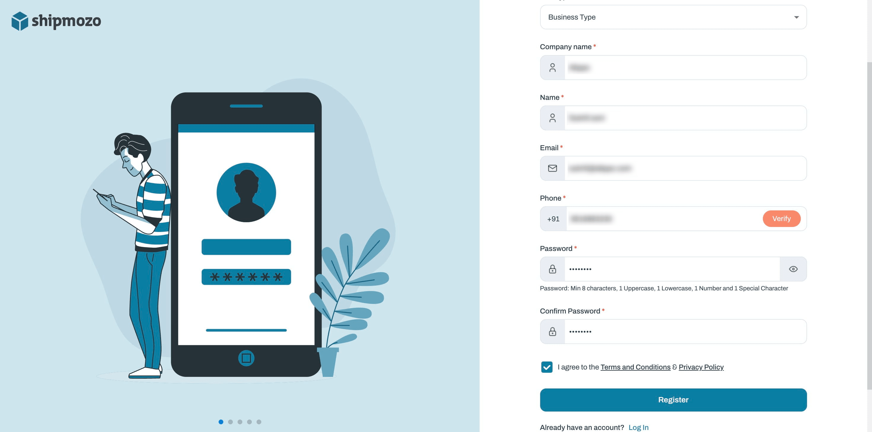 After verifying your phone number and entering your password, click on the agreement, and then click ****Register****.