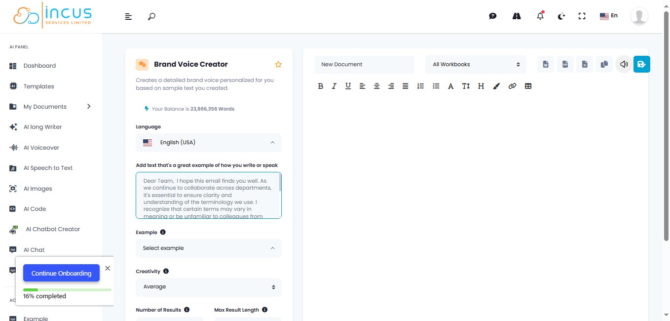 Input a sample of text that you have written previously. Choose something that accurately reflects your tone, personality, values, style and language.
