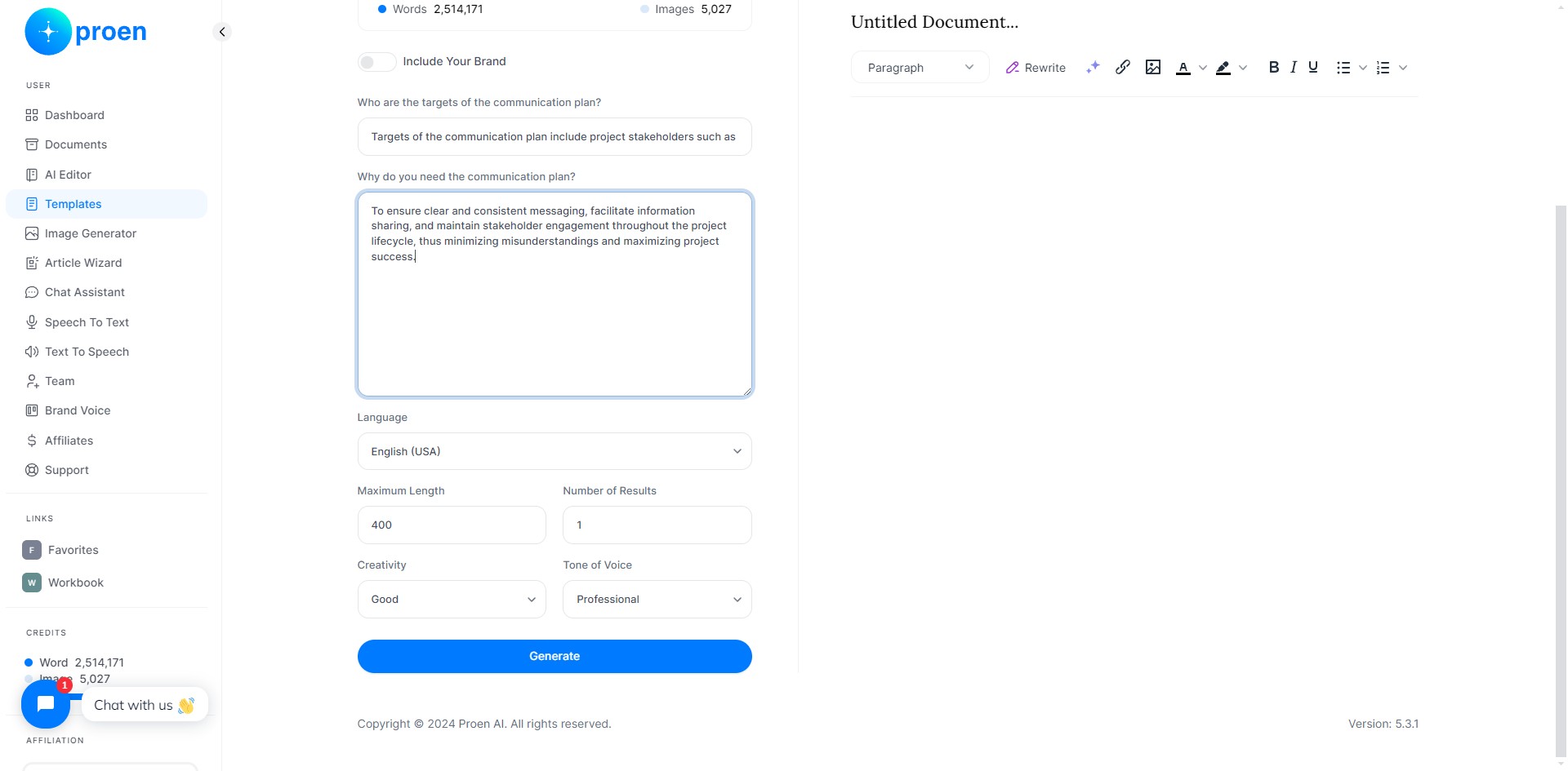 **Optional**: curate the content that will be generated 