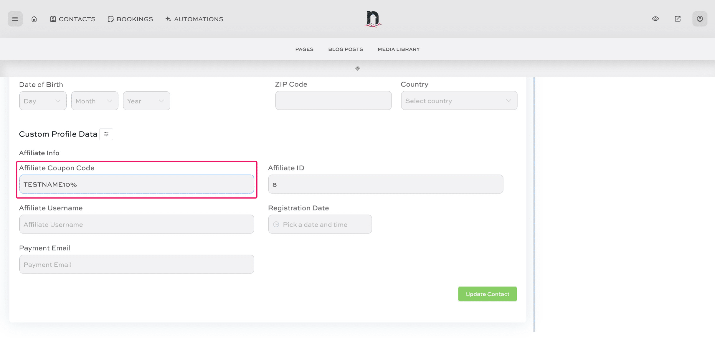 Enter the affiliate coupon code