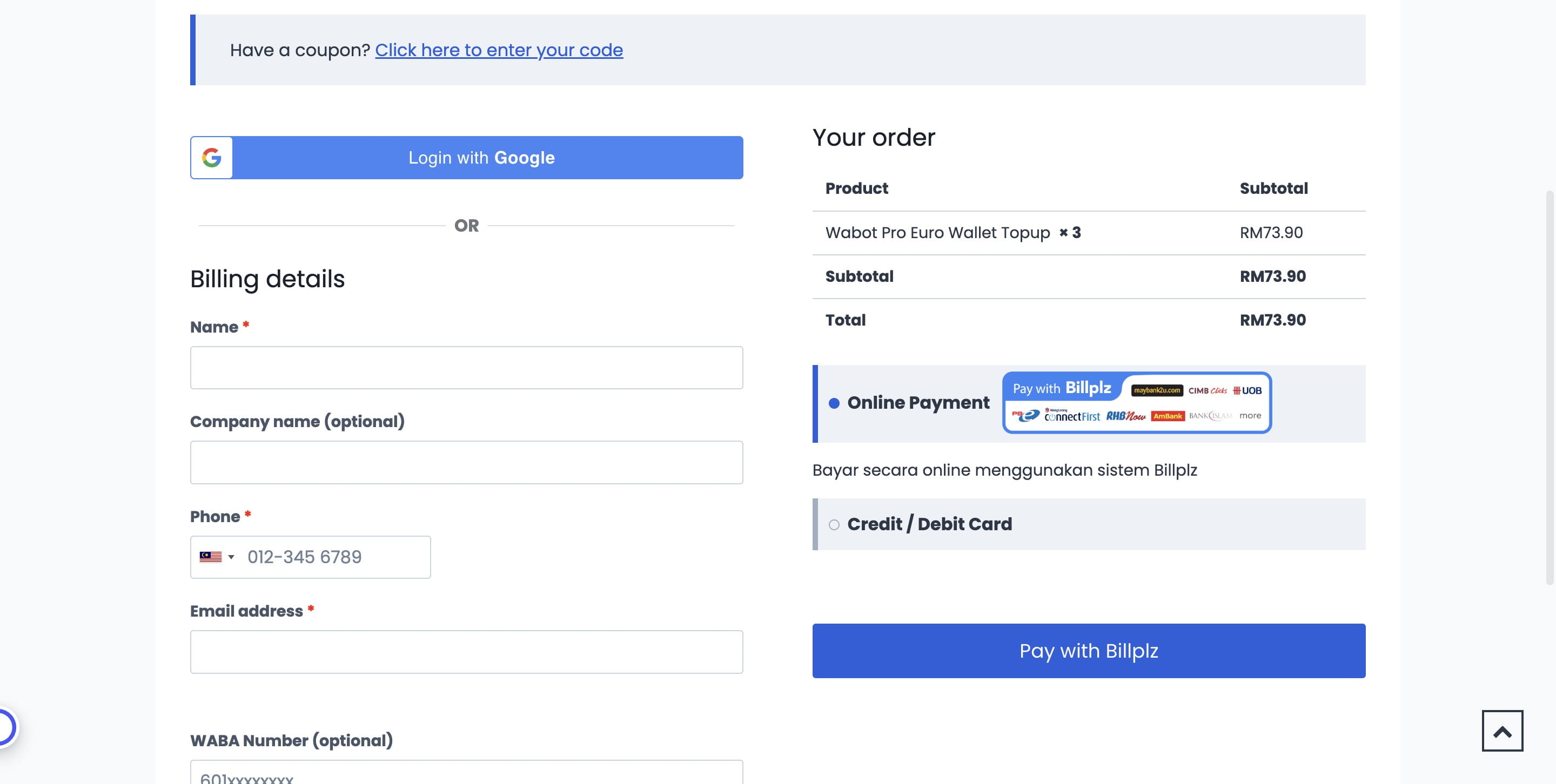 Choose payment method