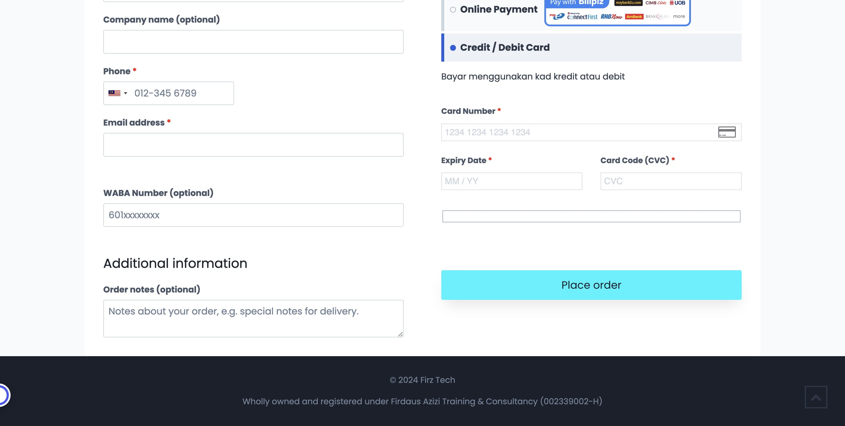 Click on "Place order" and you are done!