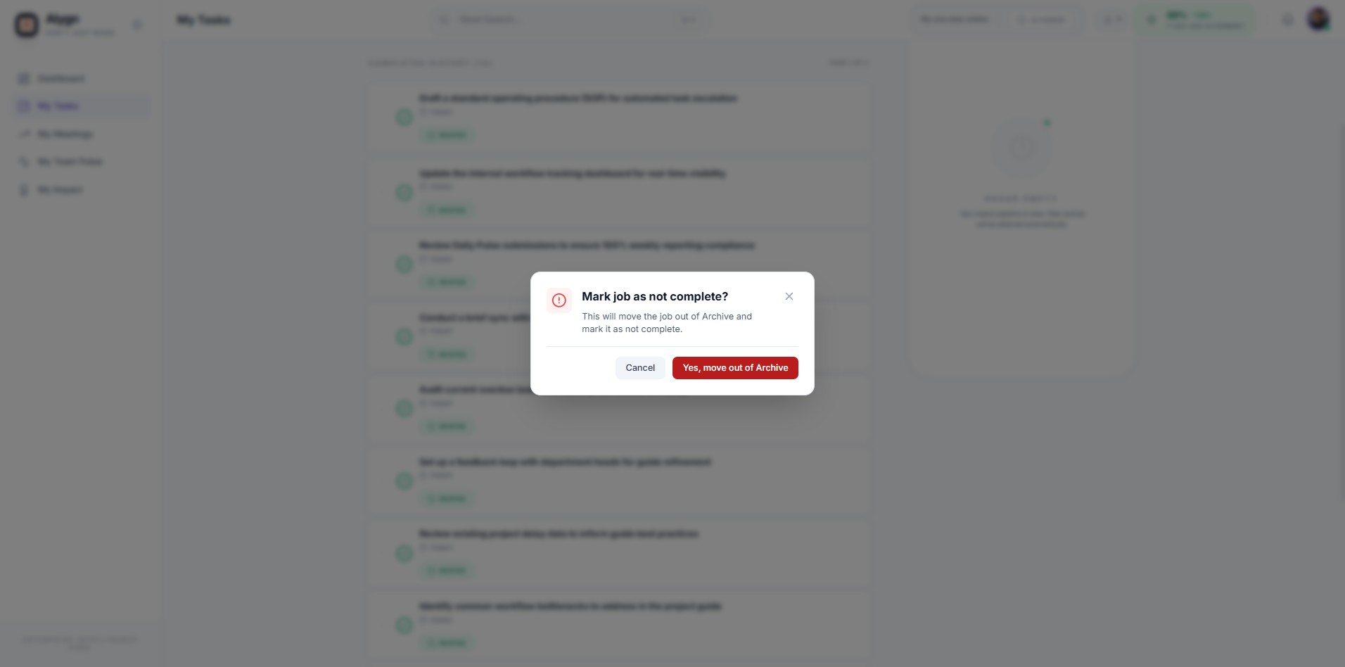 Click on "Yes, move out of Archive"