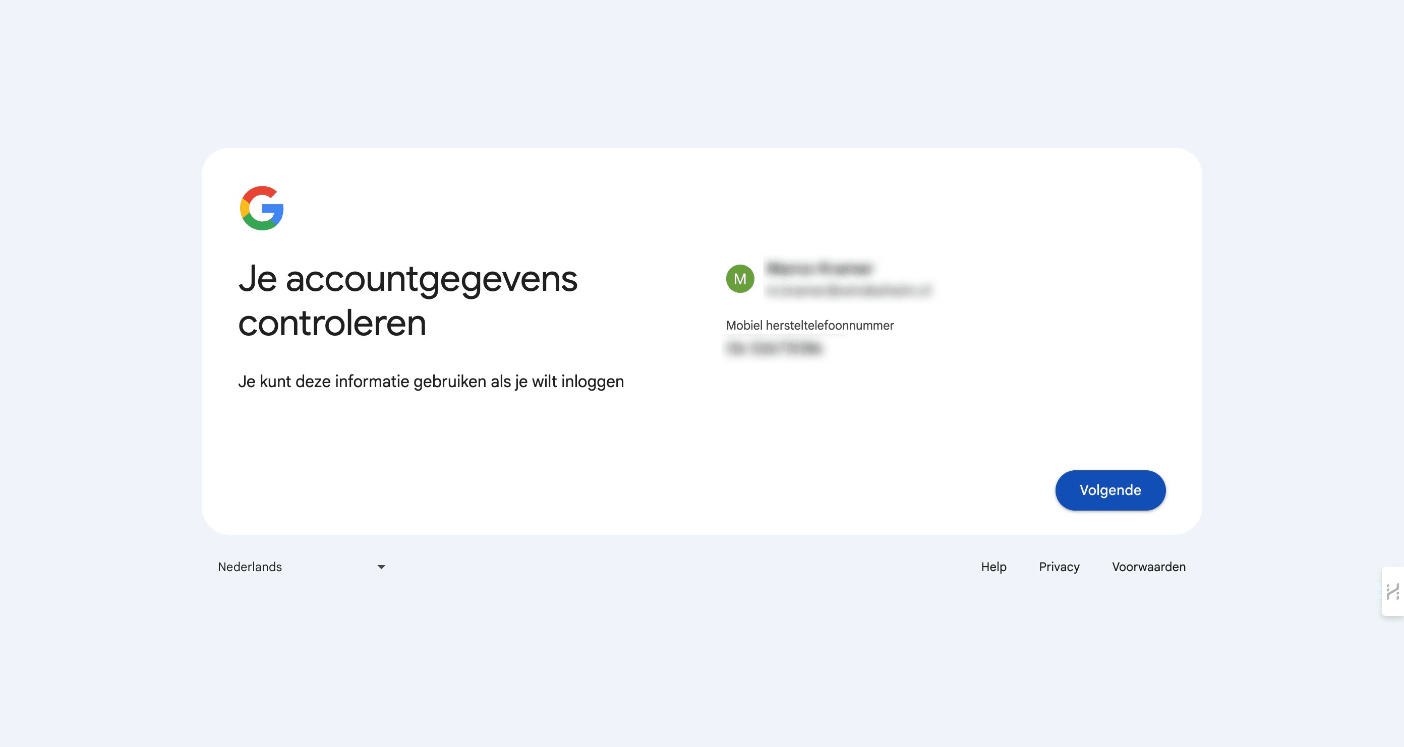 Controleer of alles goed is en klik op "Volgende"