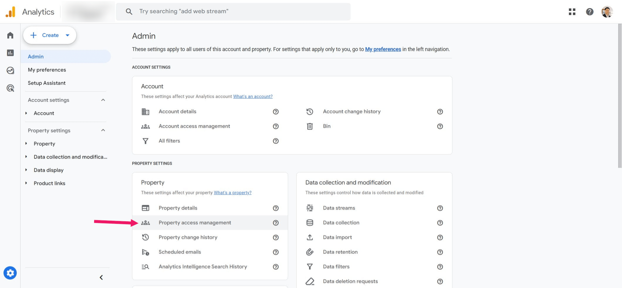 Click on "Property access management"