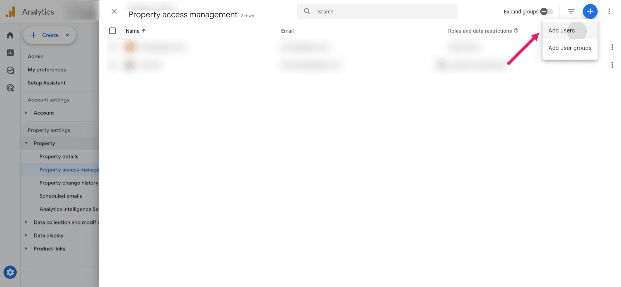 Click on "Add users"