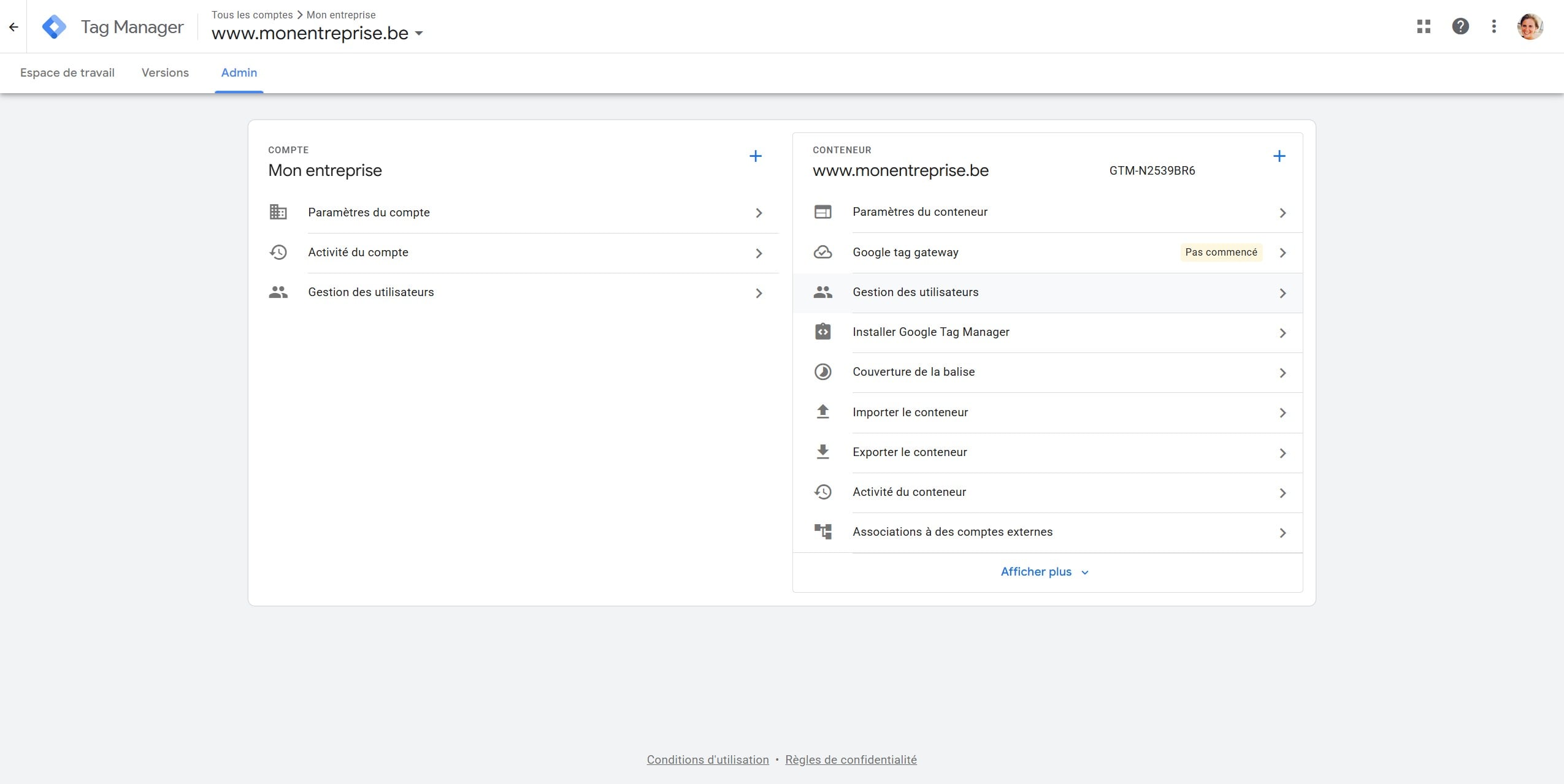 Cliquez sur ‘Gestion des utilisateurs’.