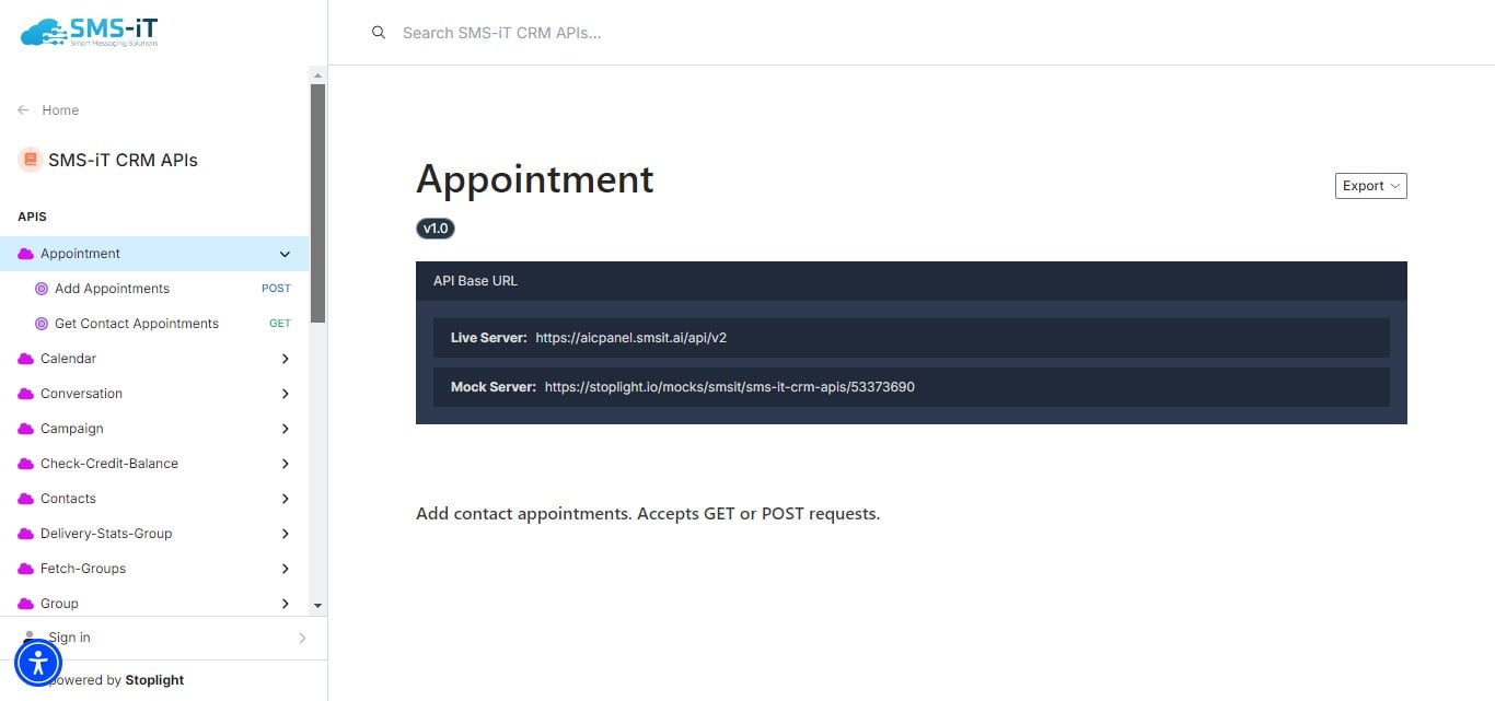 SMS-iT CRM offers API endpoints for most of its functions. As a developer, scroll through the list to find the specific API connections you need for your unique use case. These APIs allow you to integrate SMS-iT CRM's functionality into your custom applications or workflow
