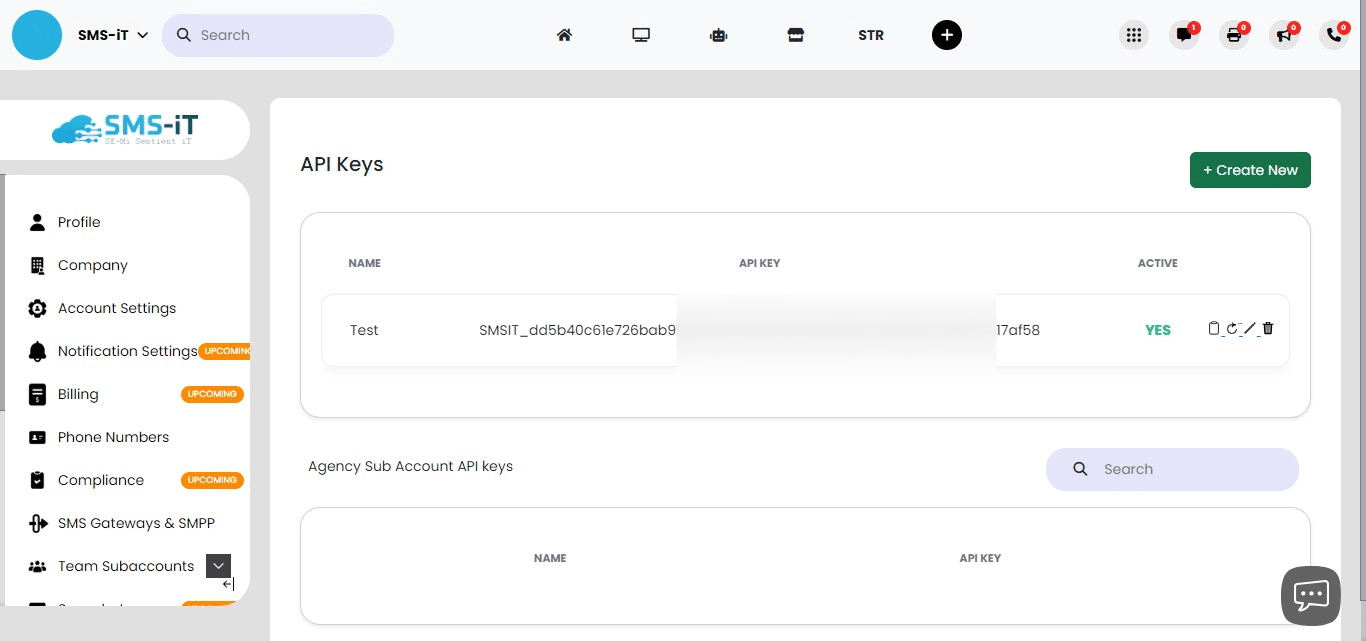 Click on "+ Create New"