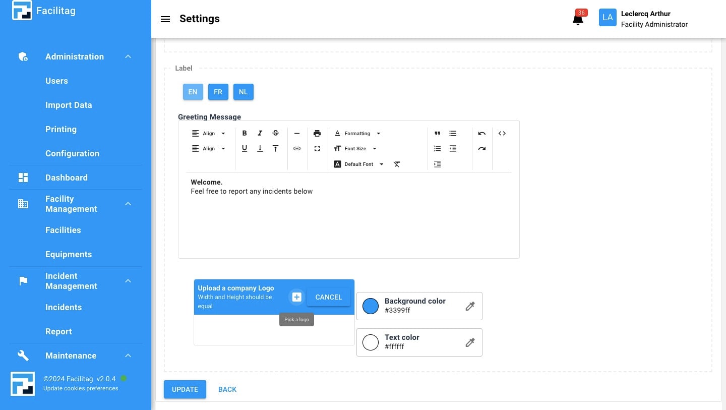Click here and select logo in your files