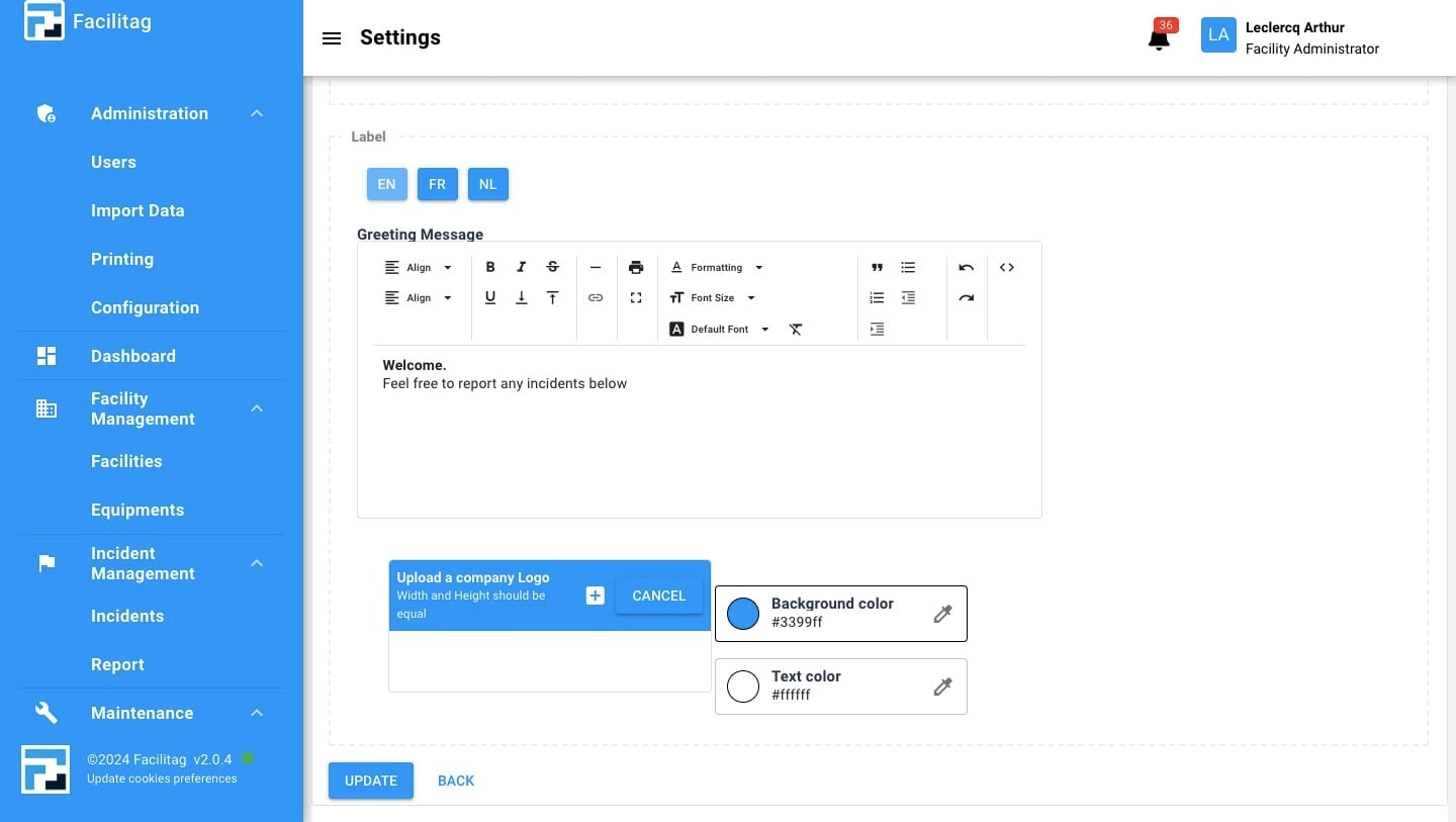Click this icon to change the background color