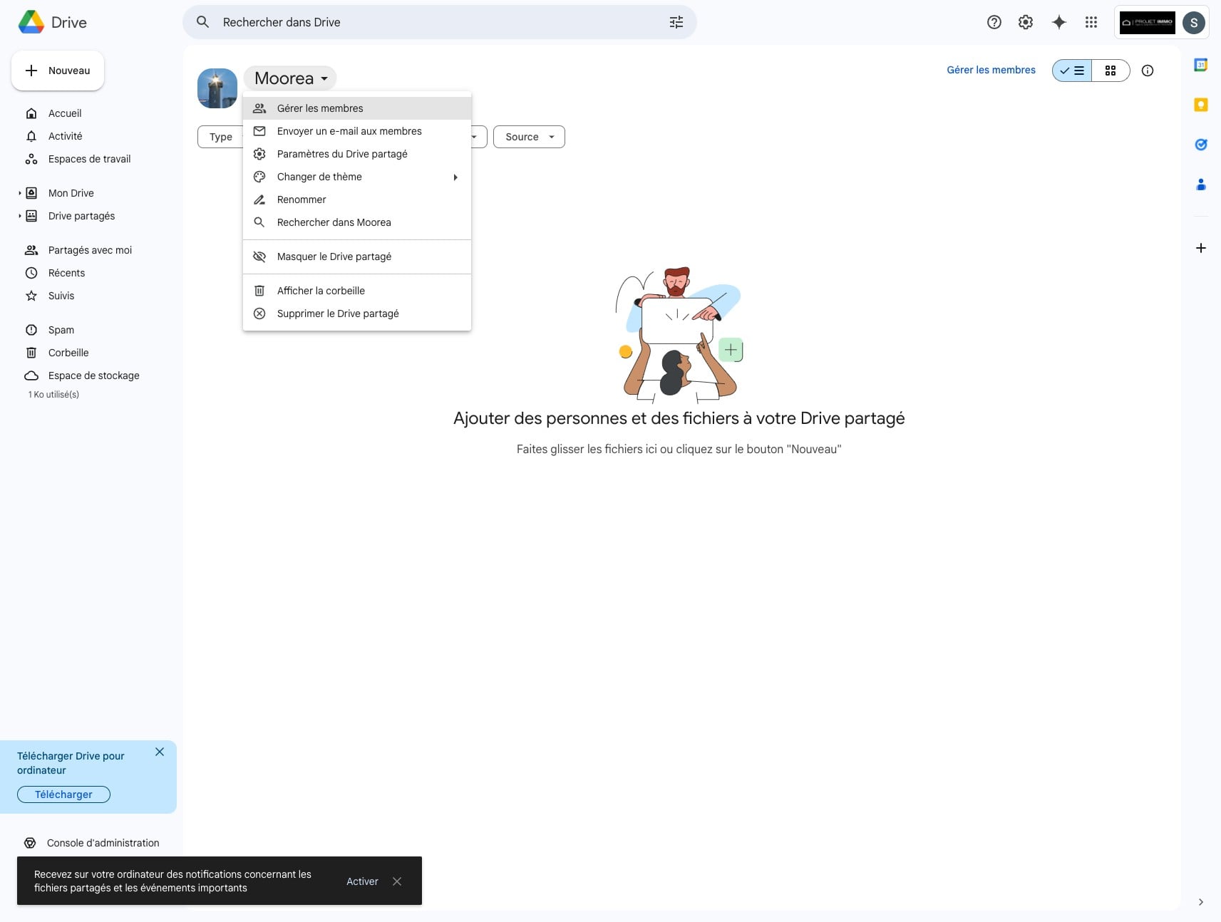 Cliquer sur "Gérer les membres"