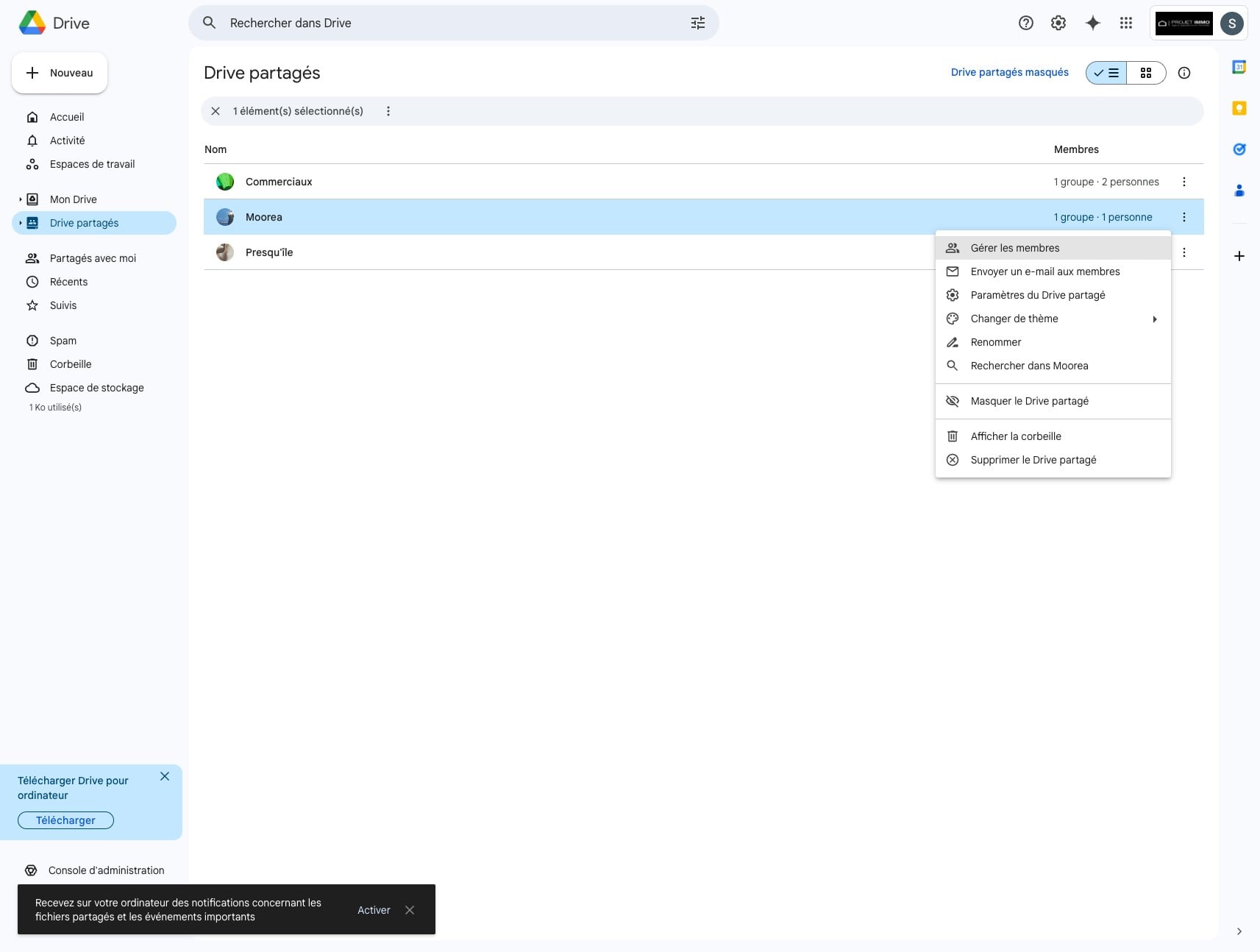 Cliquer sur "Gérer les membres"