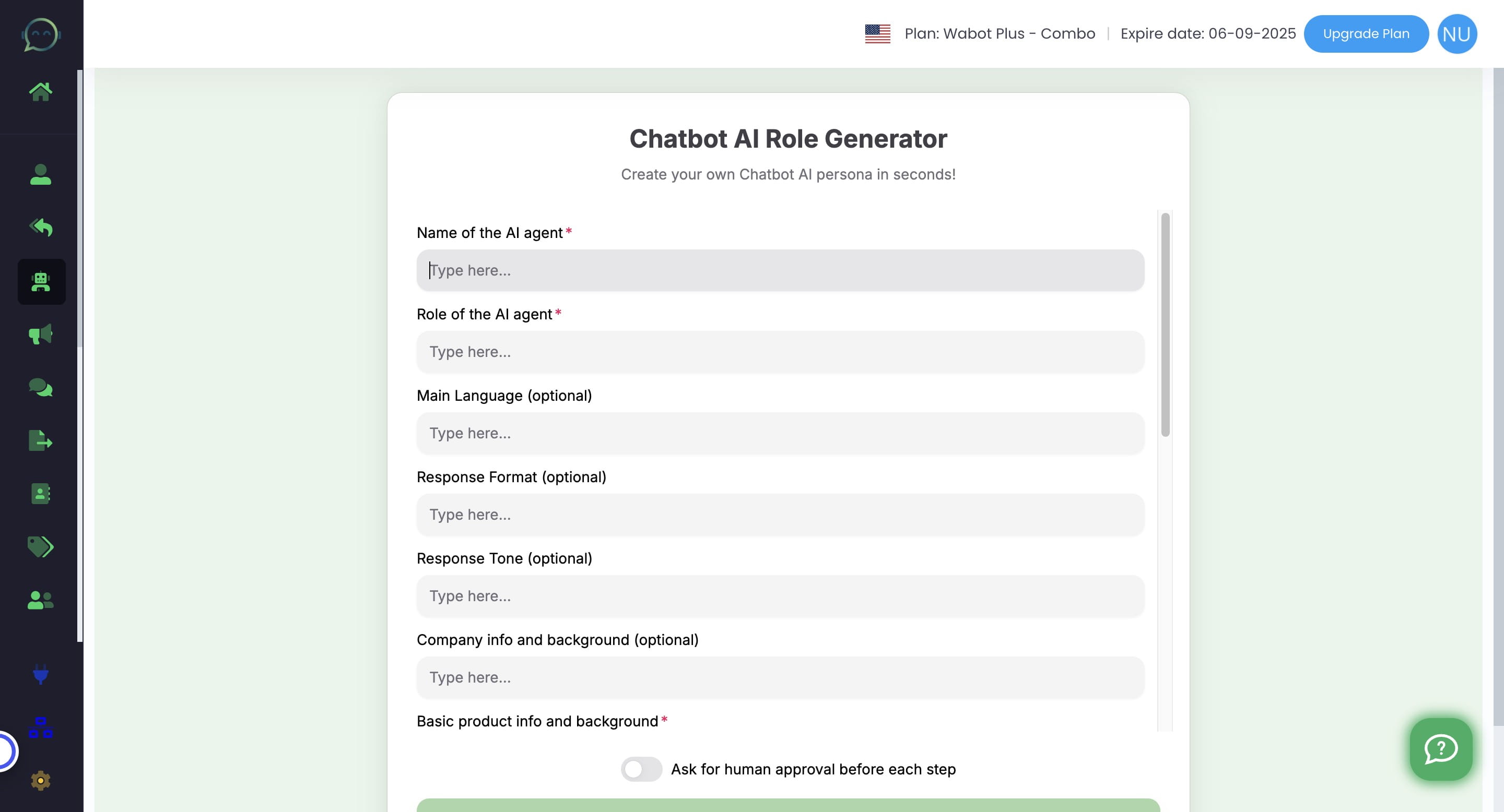 Settings in Chatbot AI