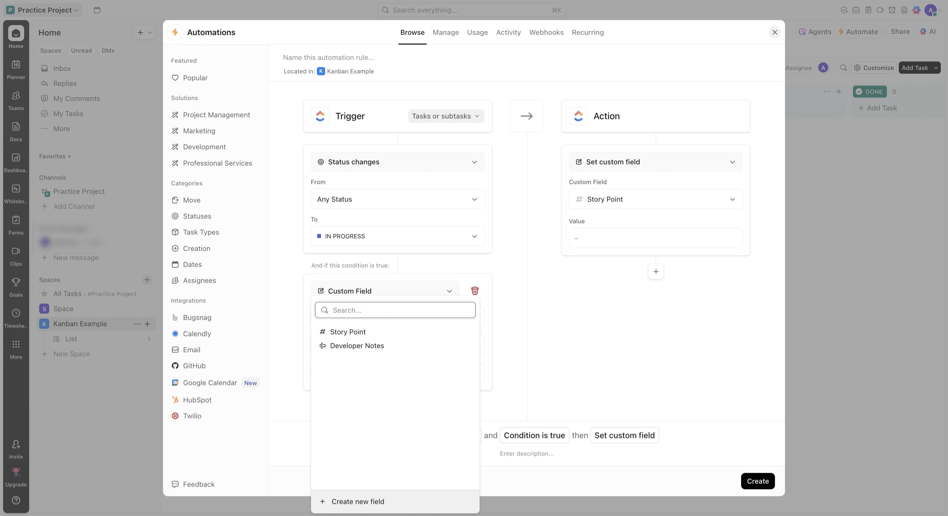If the field does not exist, Click on "Create new field"