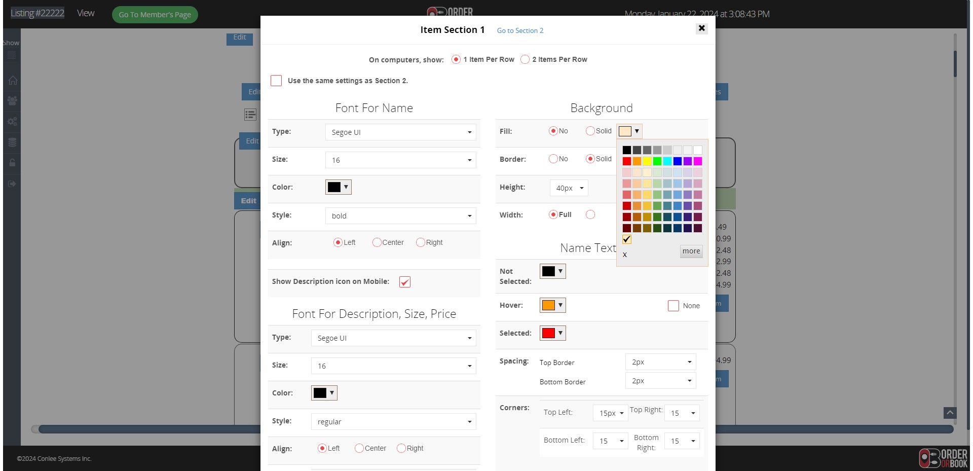 Click on "Background"