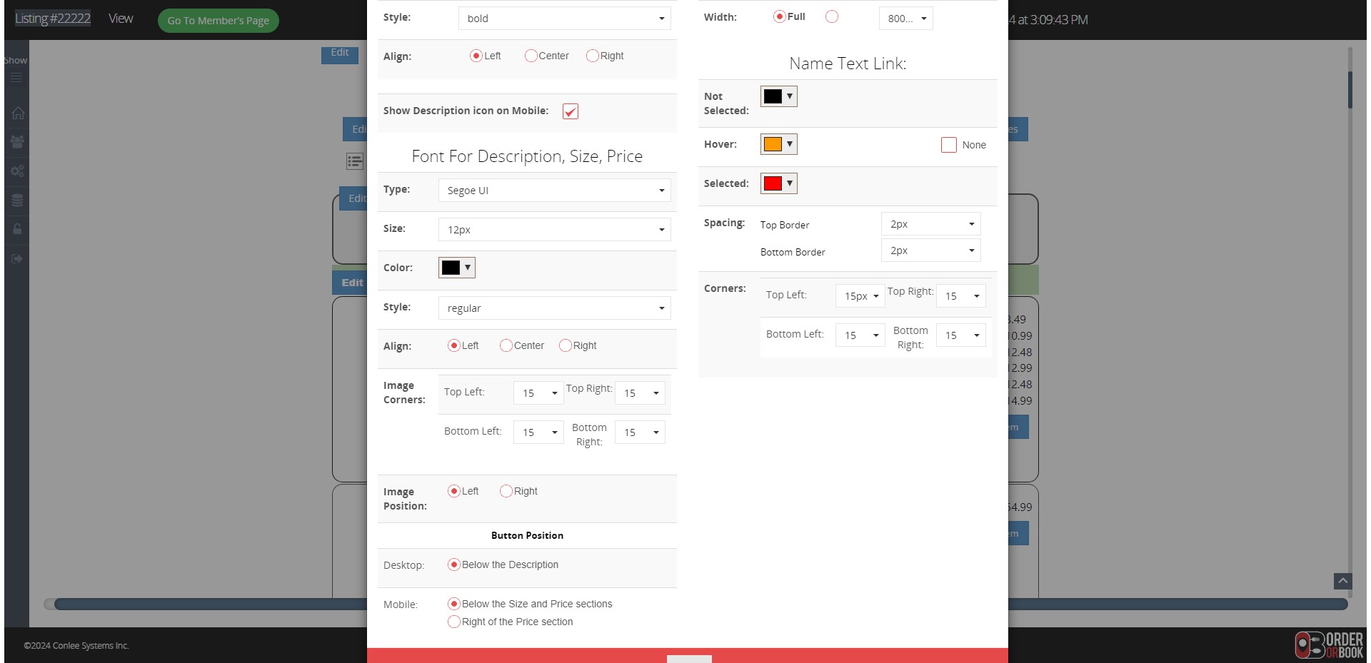 Click on "Right of the Price section"