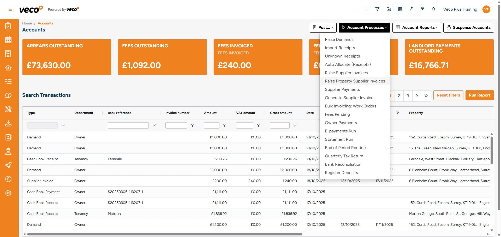 Select 'Raise Property Supplier Invoices'