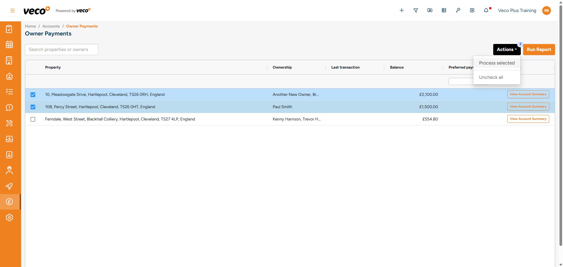 Then select 'Actions' and 'Process Selected'. This process will run in the background and notify you in the notication centre once it has been completed 