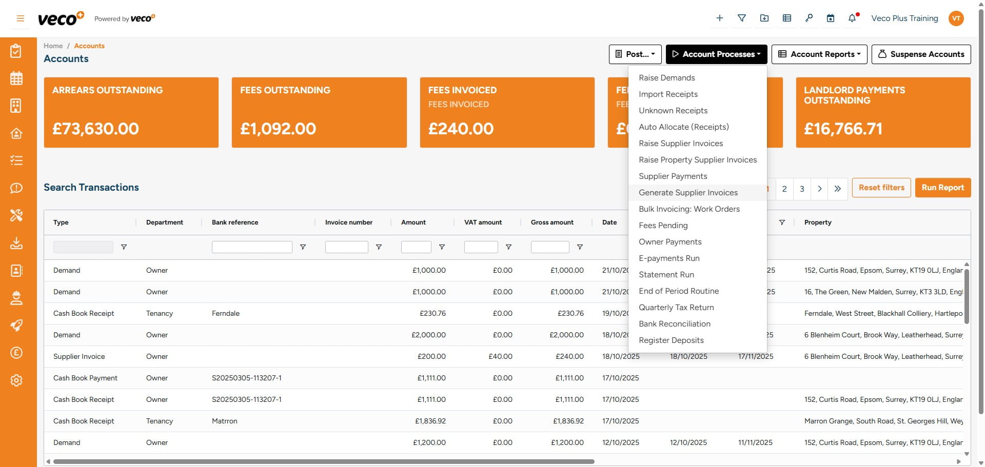 Select 'Generate Supplier Invoices'