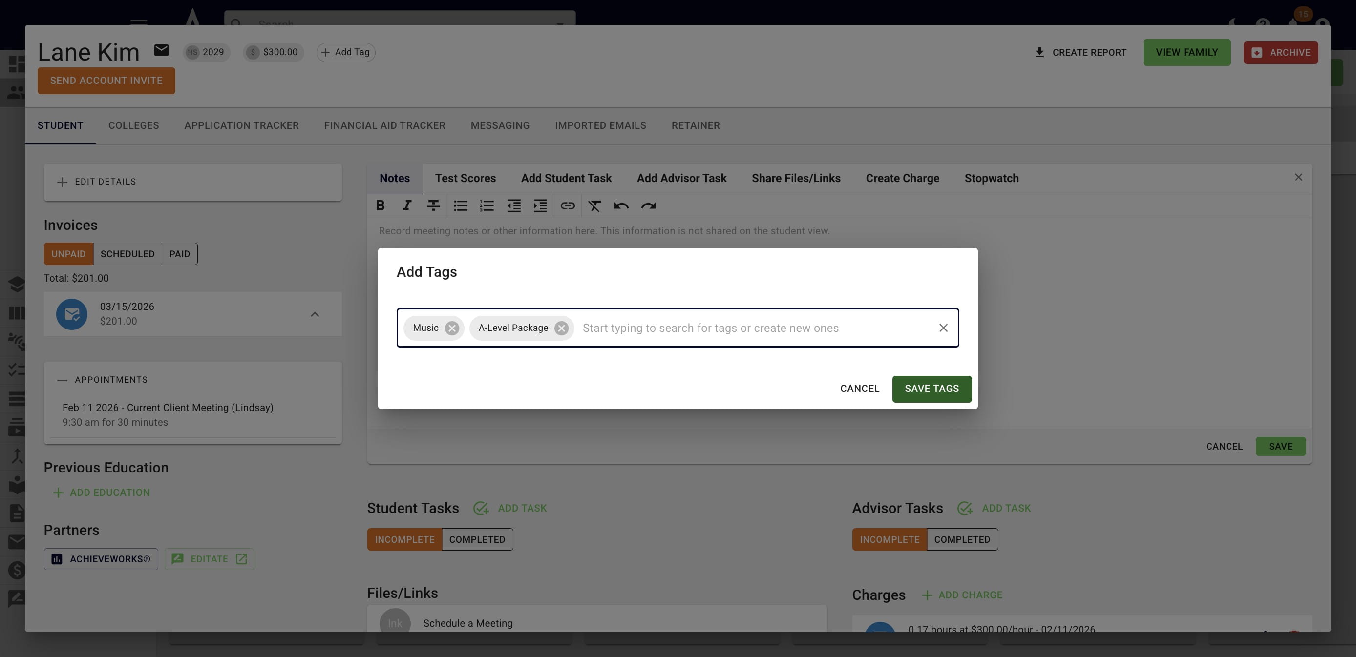 Once you've added all the applicable tags, press **Save Tags.** 