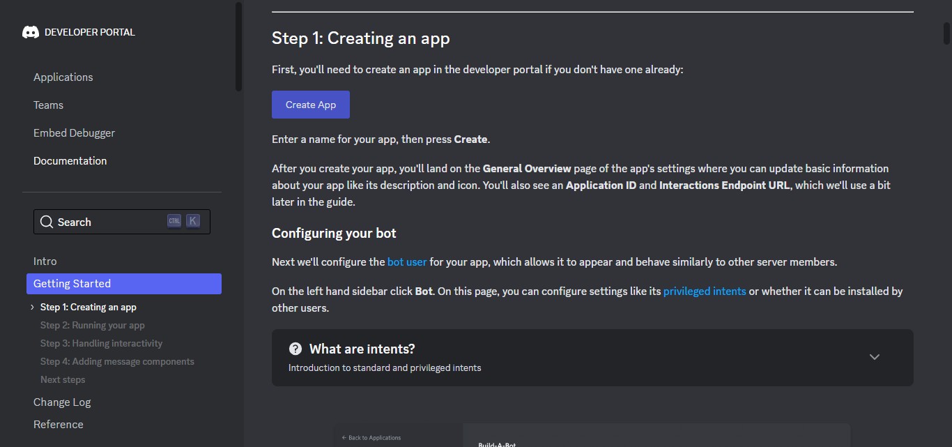 Click on "Create App"