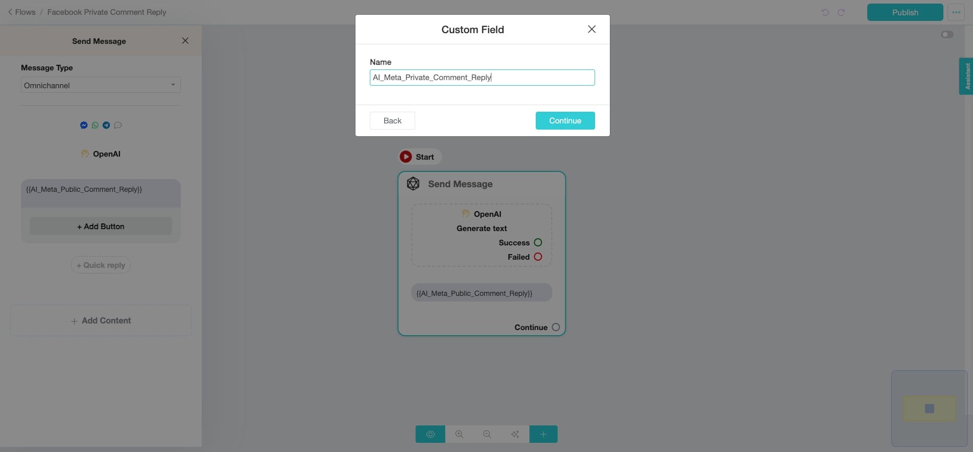 Provide "Custom Field" Name, and click "Continue".
