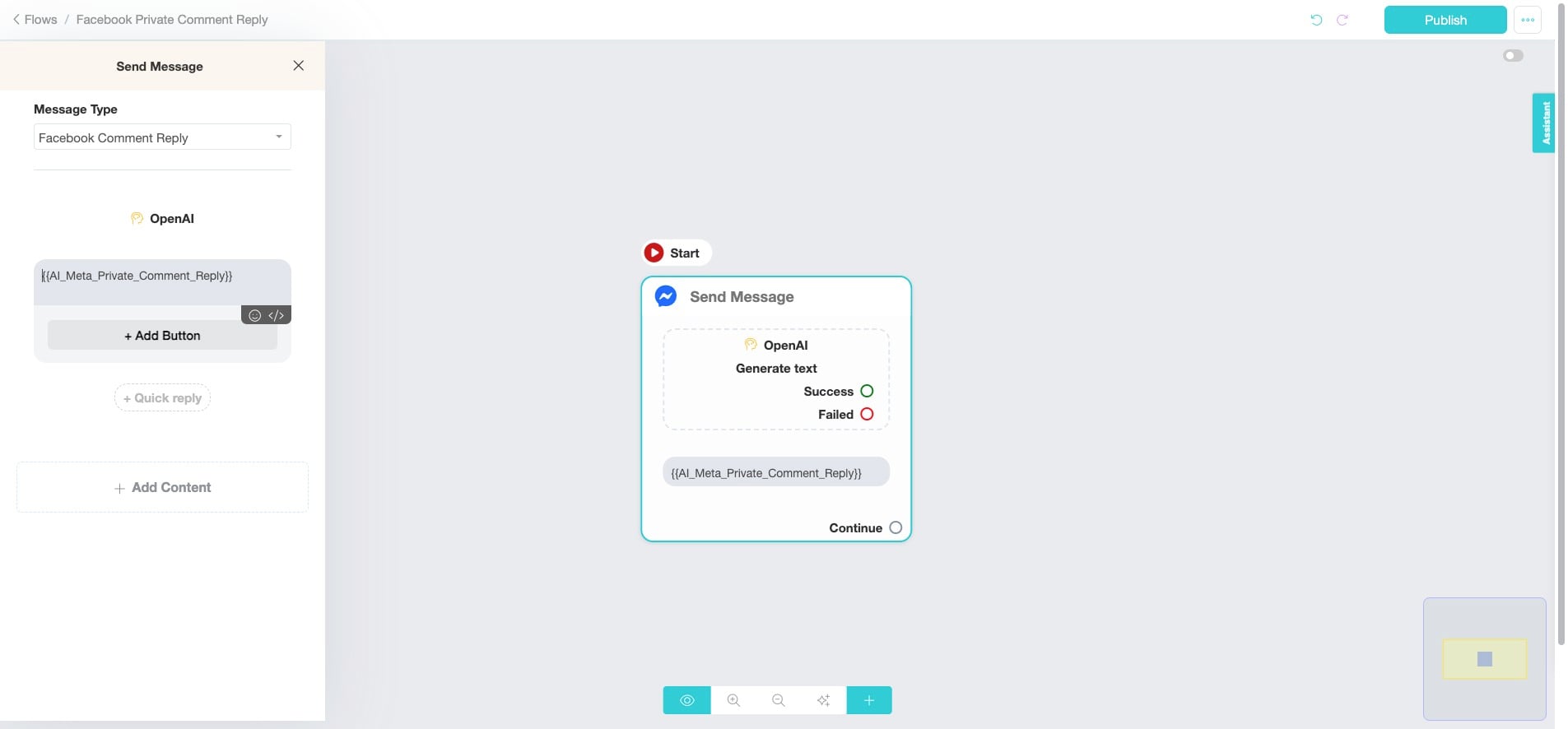 Click "Publish"
✅ Done! You’ve successfully created the flow for Facebook Private Comment Automation. 🚀
