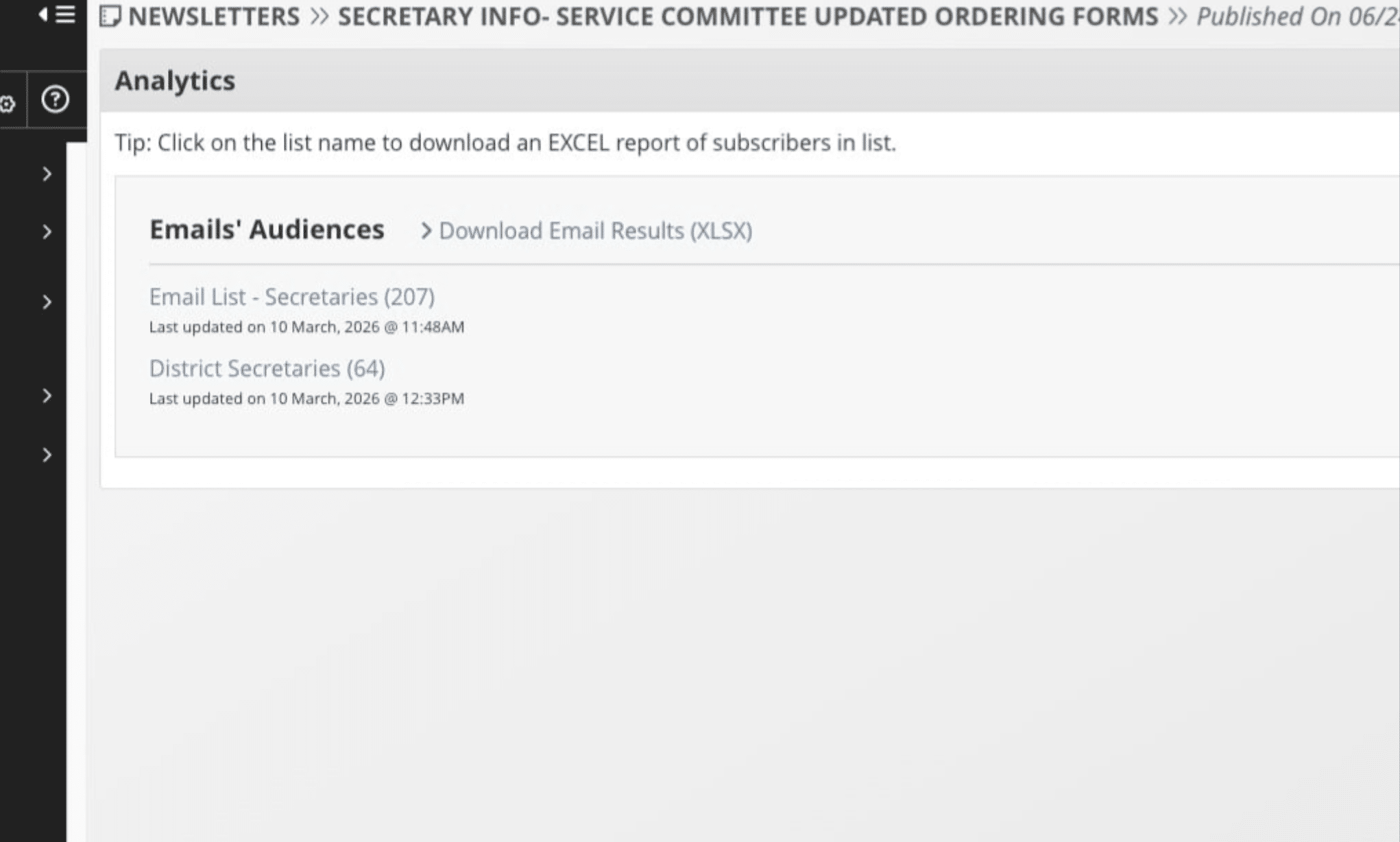 Click on Download Email Results