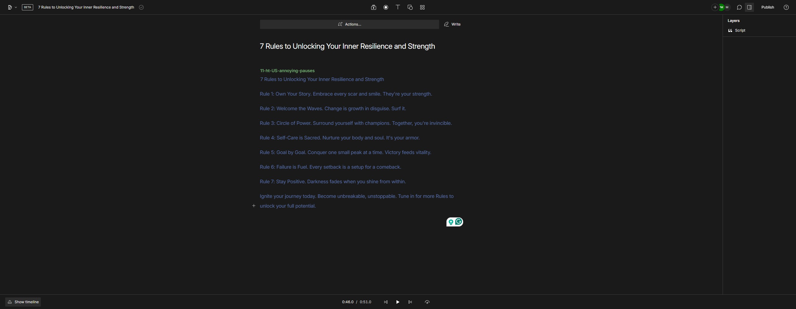 Click on "Show timeline"