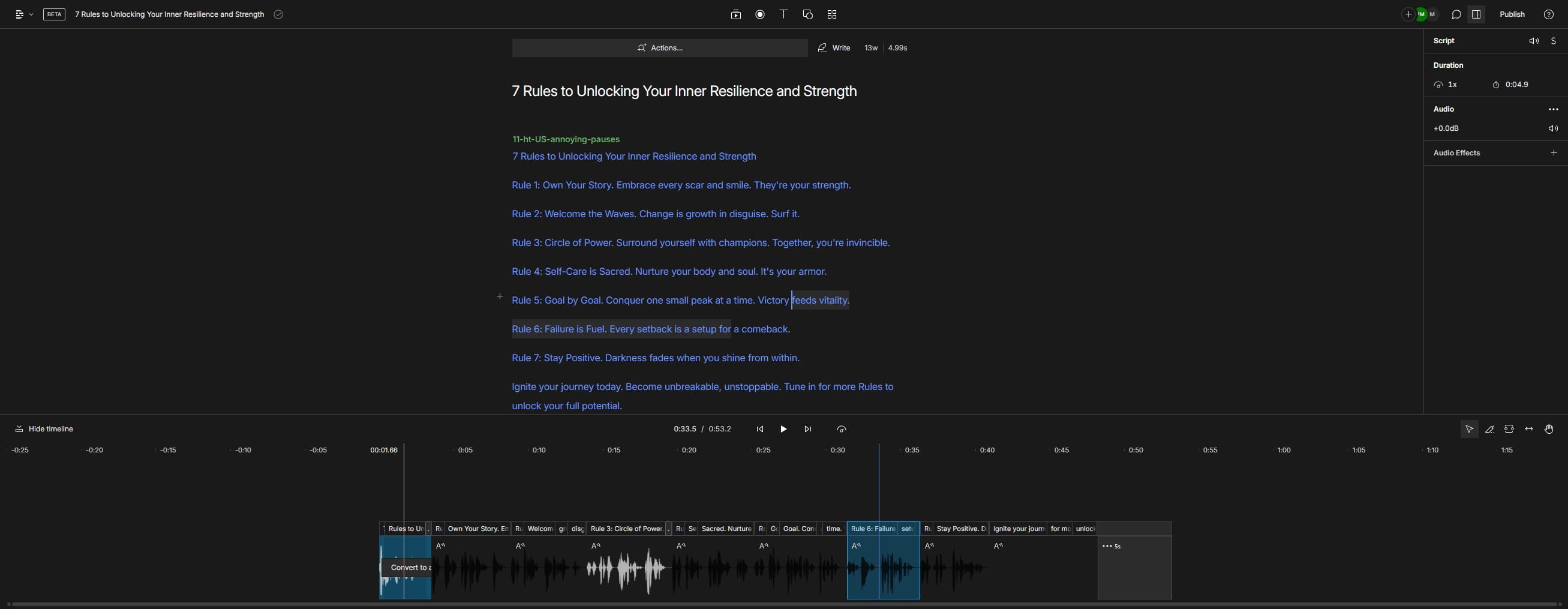 Click on "Convert to audio"