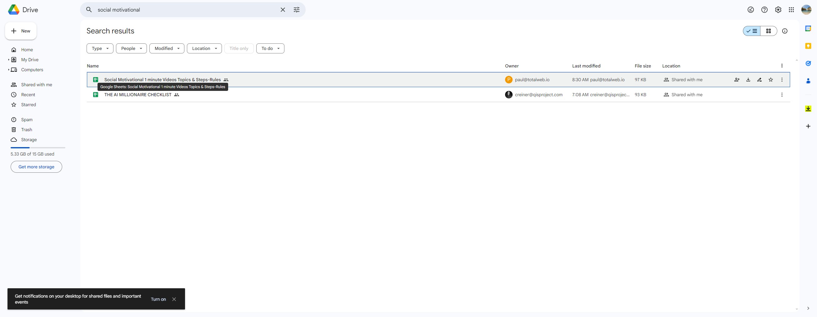 Double Click on "Social Motivational 1 minute Videos Topics & Steps" to open the Google Sheet