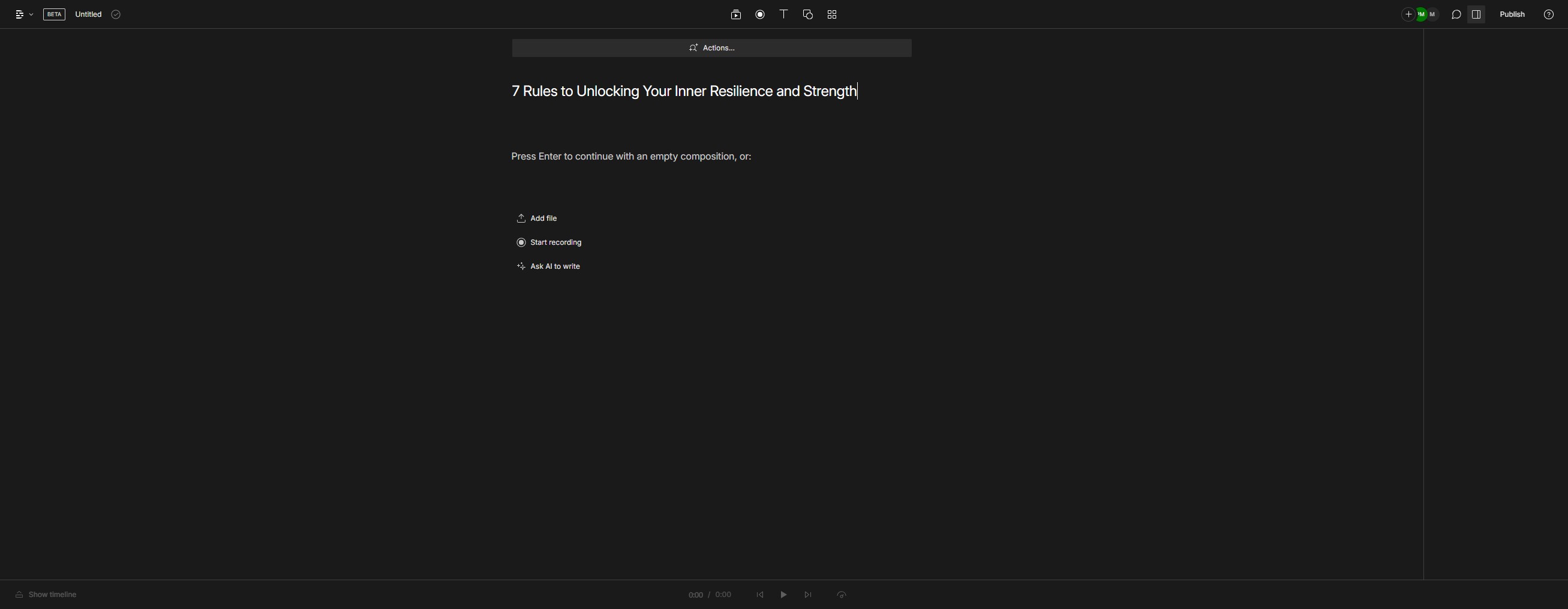 Click on "Press Enter to continue with an empty composition,"