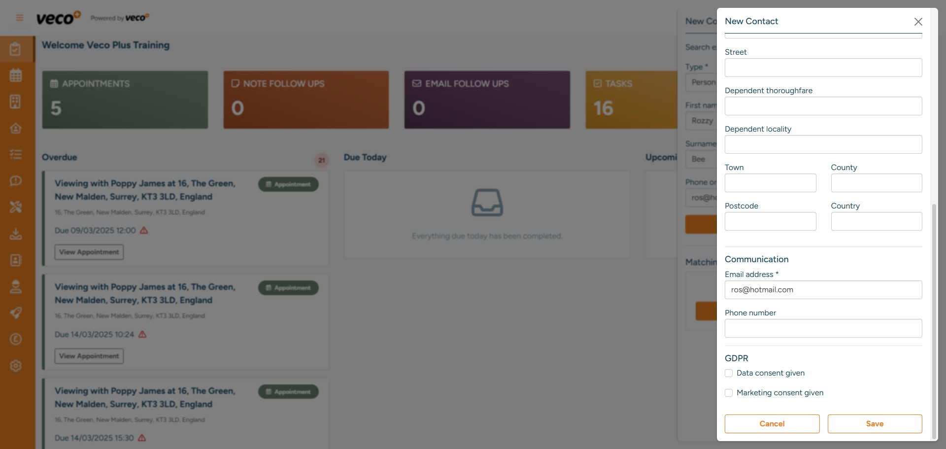 You will then need to populate the owner's address and communication details