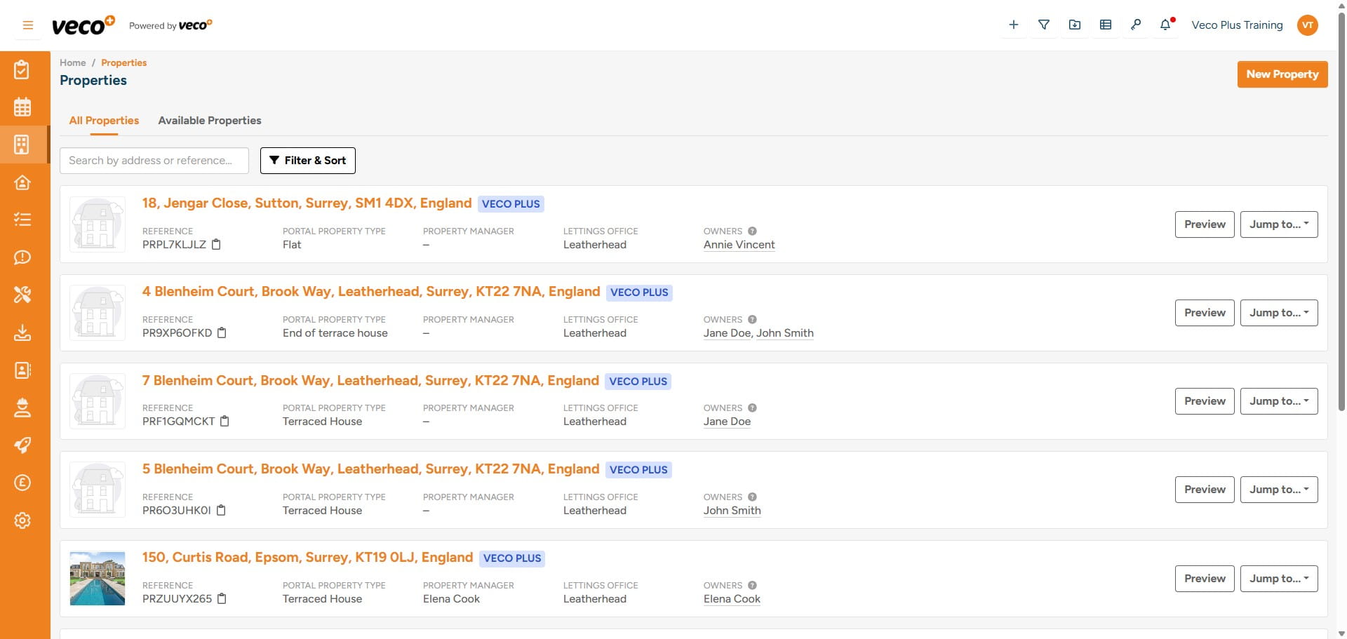 You will now have the Property and the Owner added. The most recently added Properties will appear at the top of the list when in the Properties area
