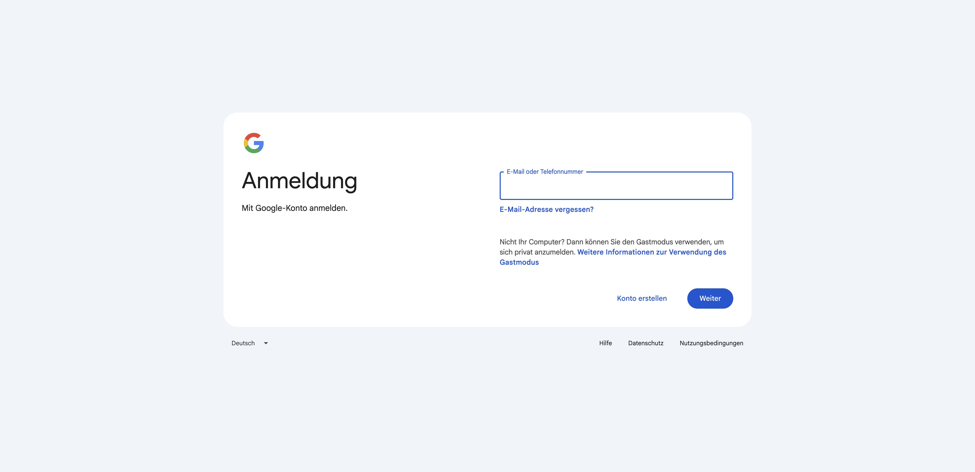 Melde dich mit deiner E-Mail und deinem Passwort bei deinem GoogleAccount an.