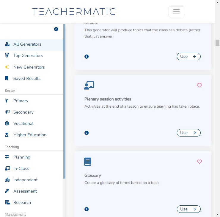 Remember!
Consider all the suggestions. Do they match the level of your learners? Can you improve them by editing? Should you Regenerate with lower or higher Complexity? 