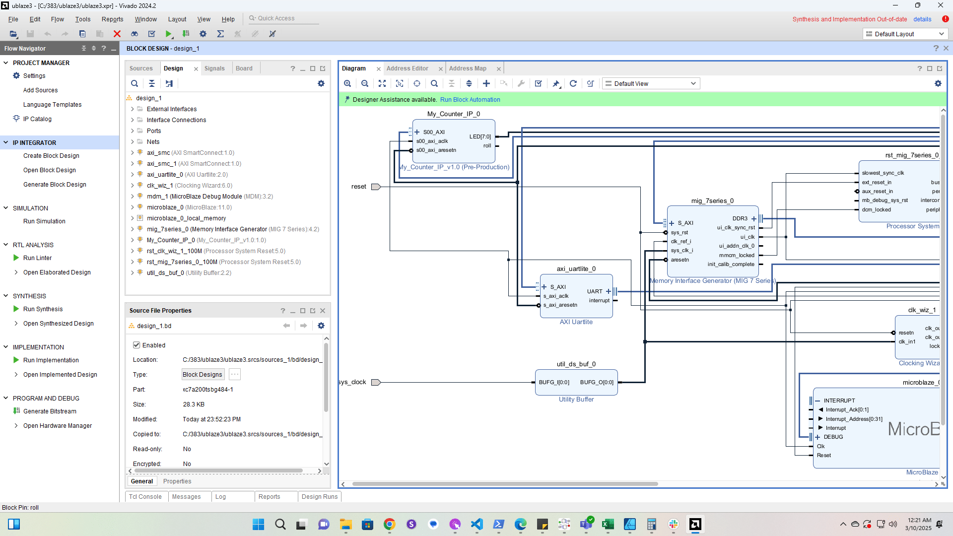Connect roll to the interrupt input on the MicroBlaze