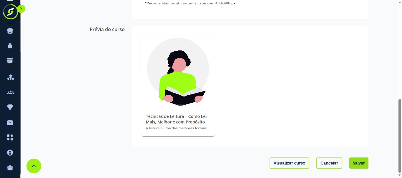 Selecione uma capa e clique em "Salvar".