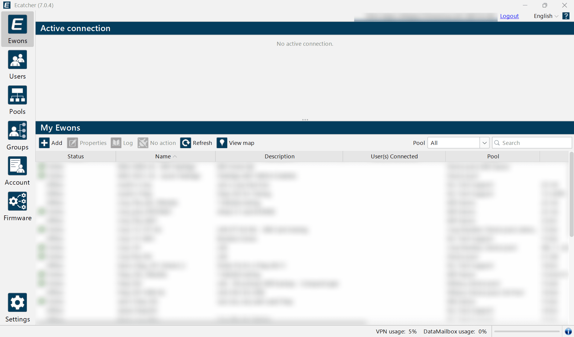 Once signed into Ecatcher, you can add you Ewon device by selecting the "**Add**" option under My Ewons.