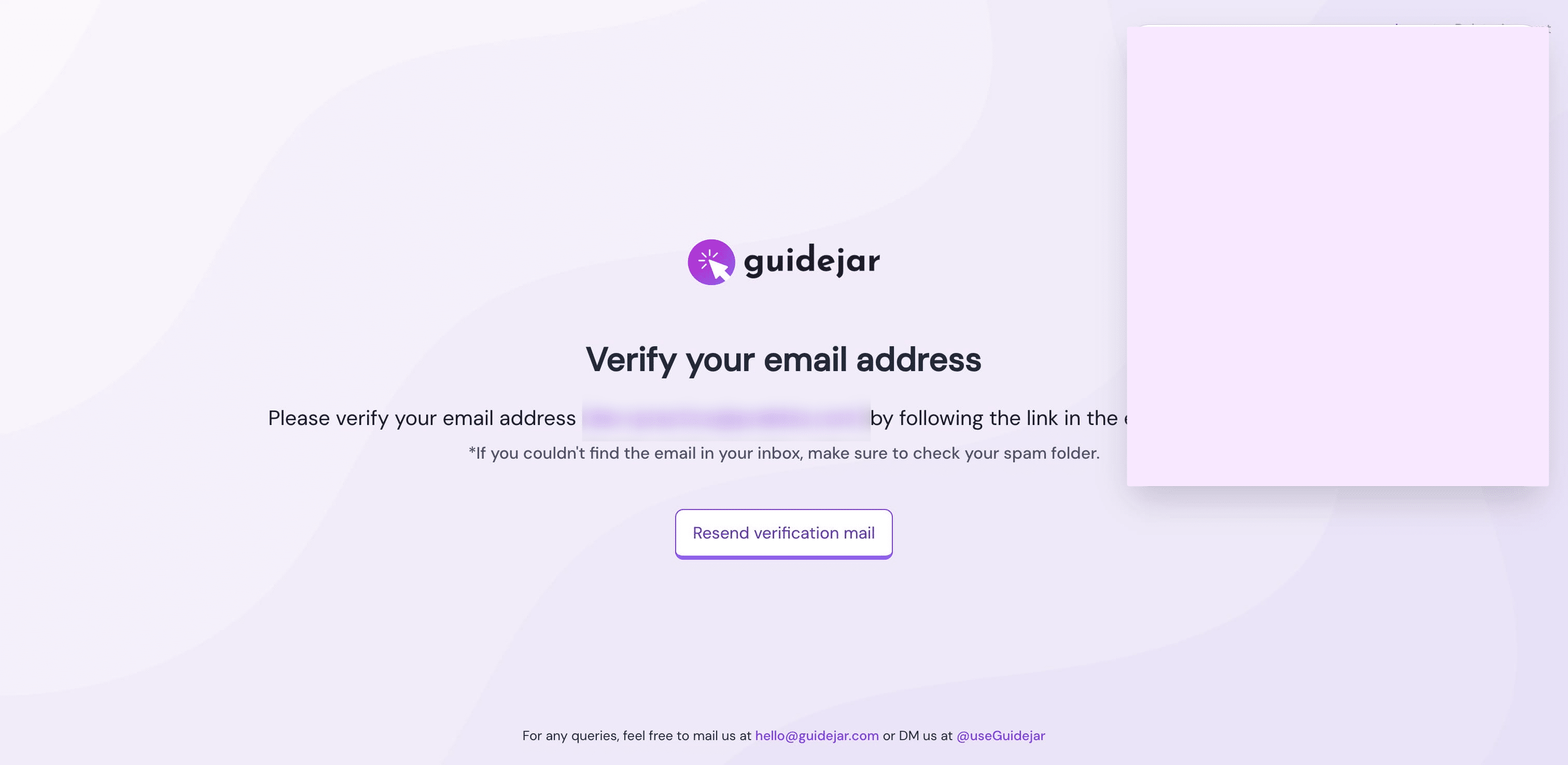 You should see the verify email screen, check your email.