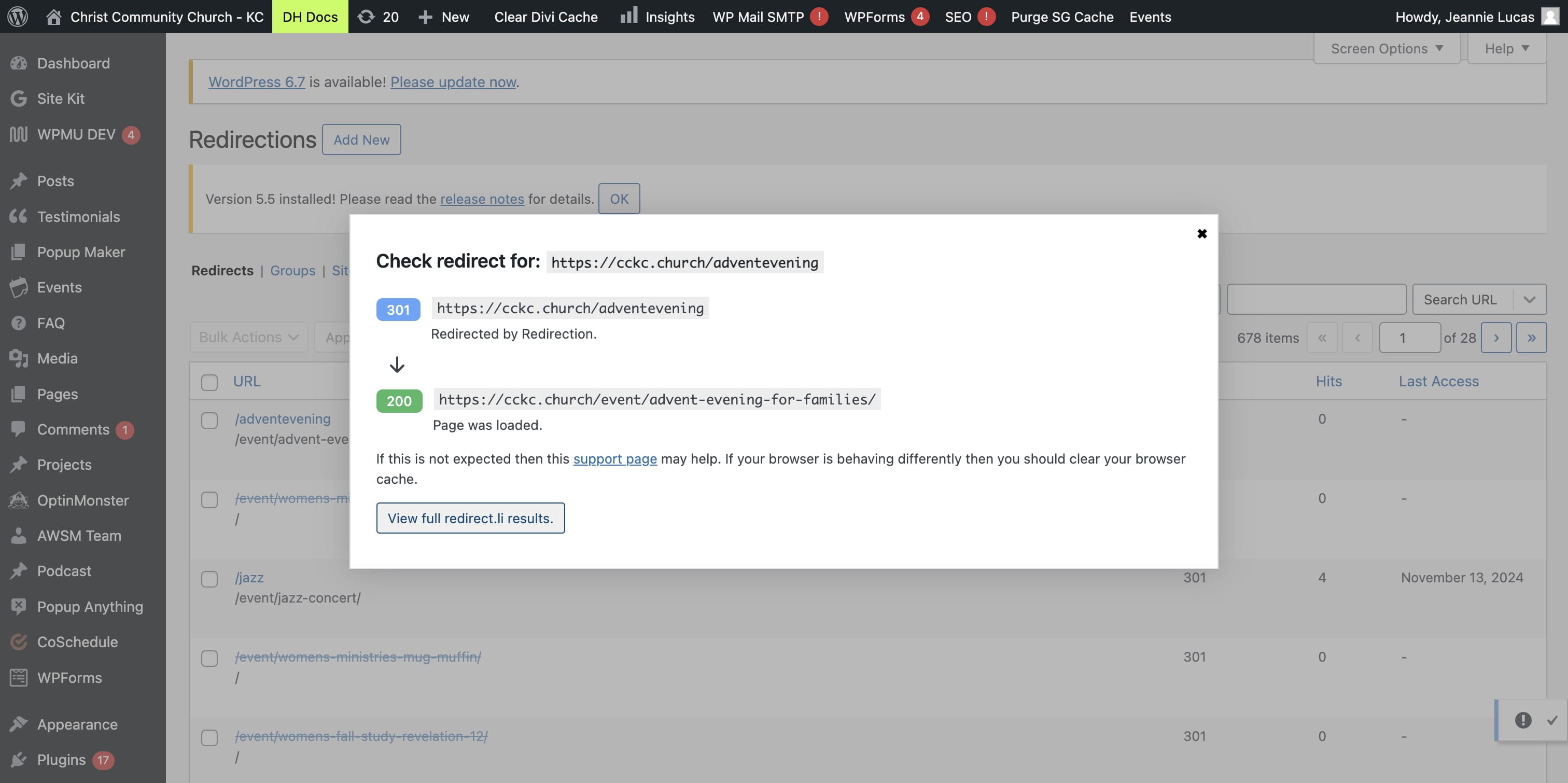 Click on "View full redirect.li results."