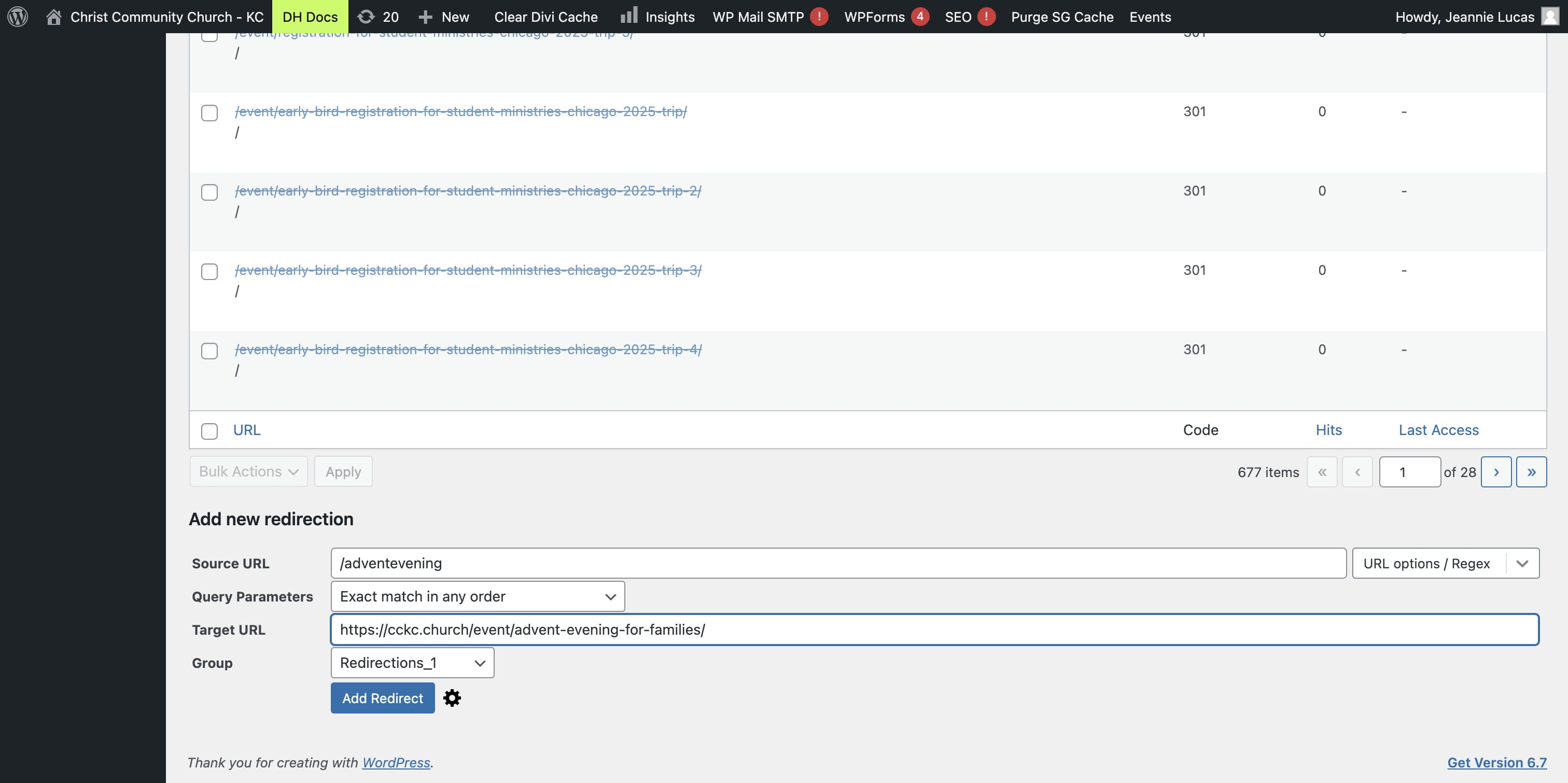 The TARGET URL is where you PASTE the existing event URL
i.e. "https://cckc.church/event/advent-evening-for-families"