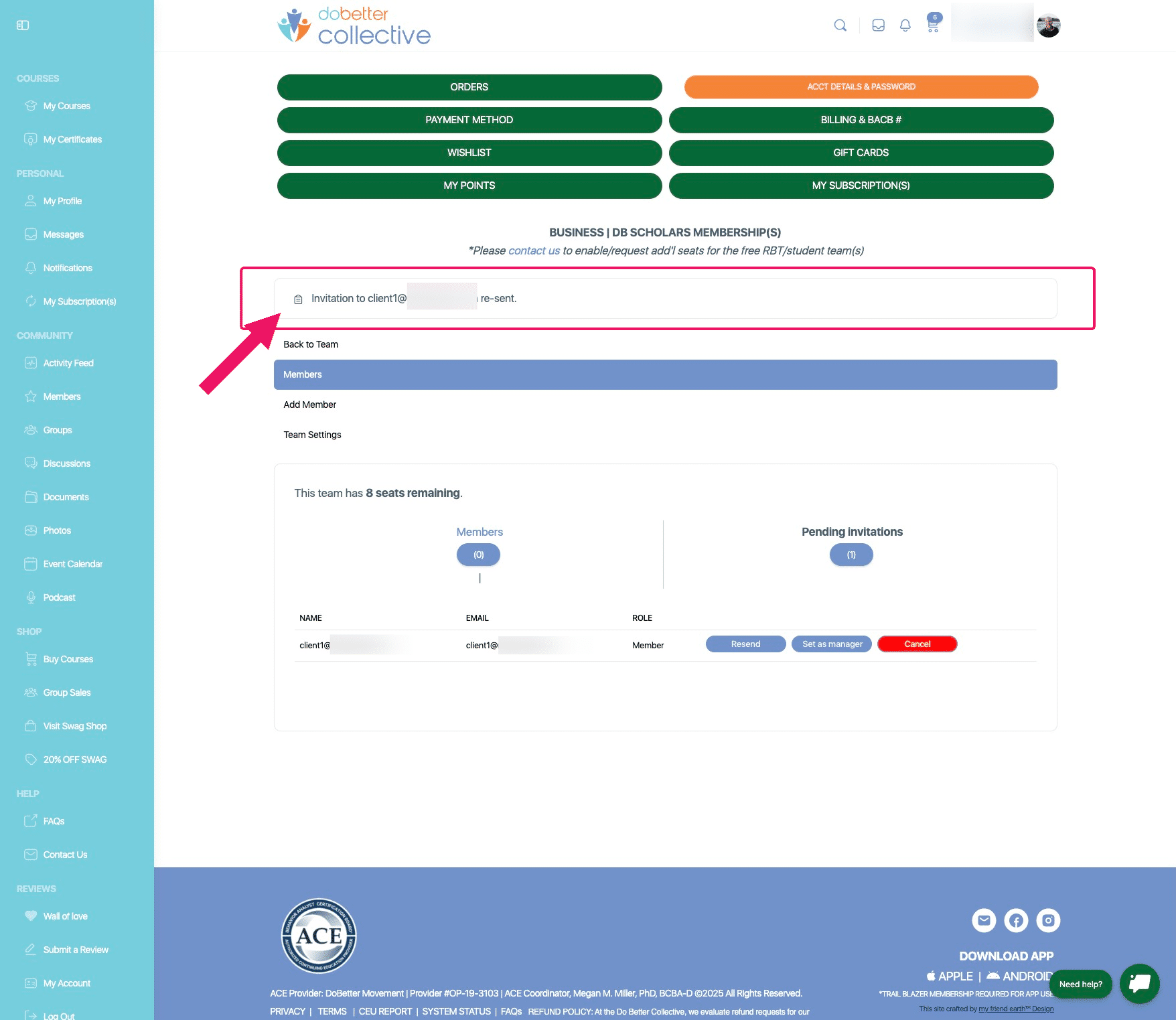 After selecting "resend" you will receive a confirmation alert. Done 🚀