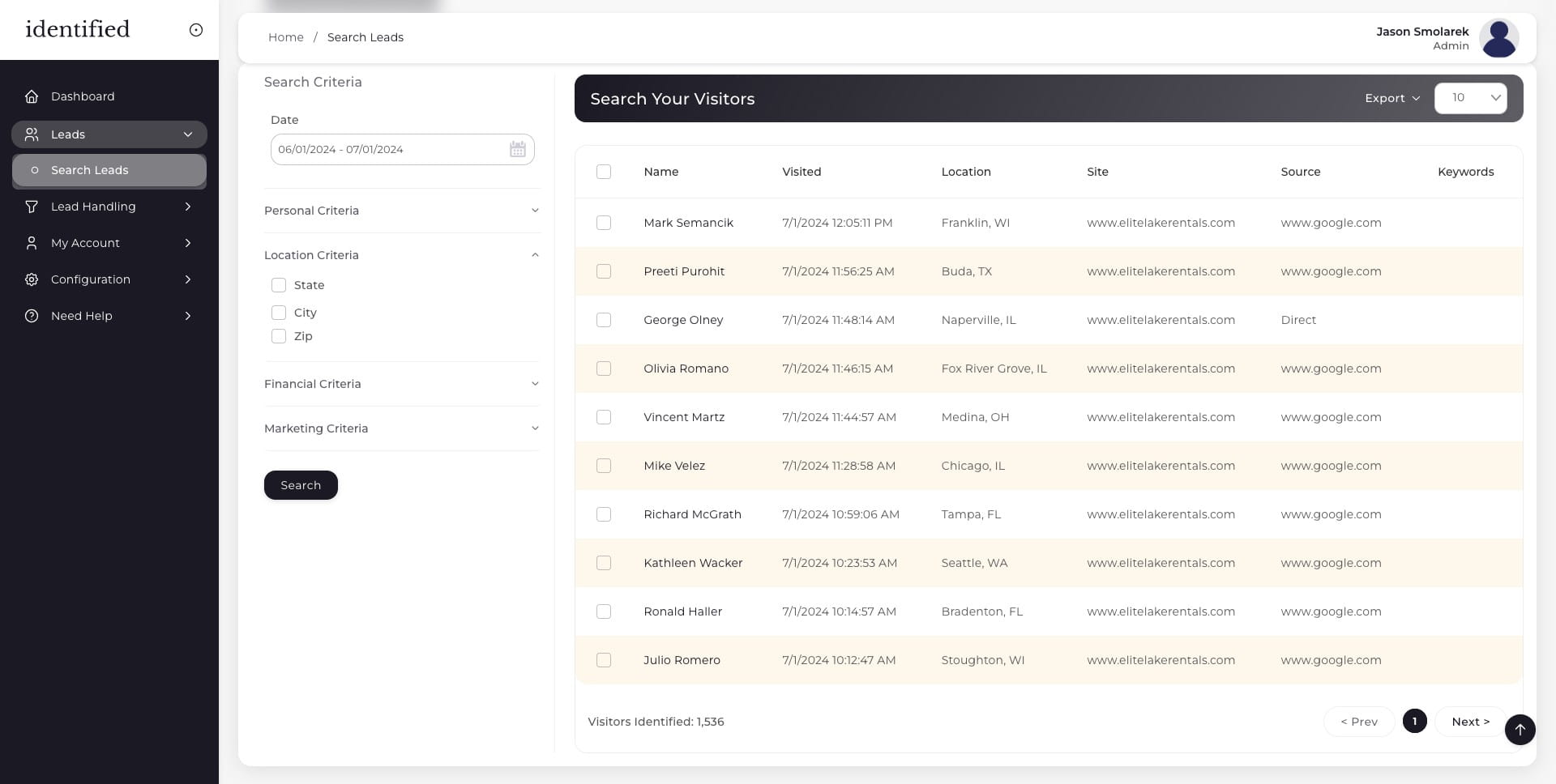 Click "Location Criteria" to further filter