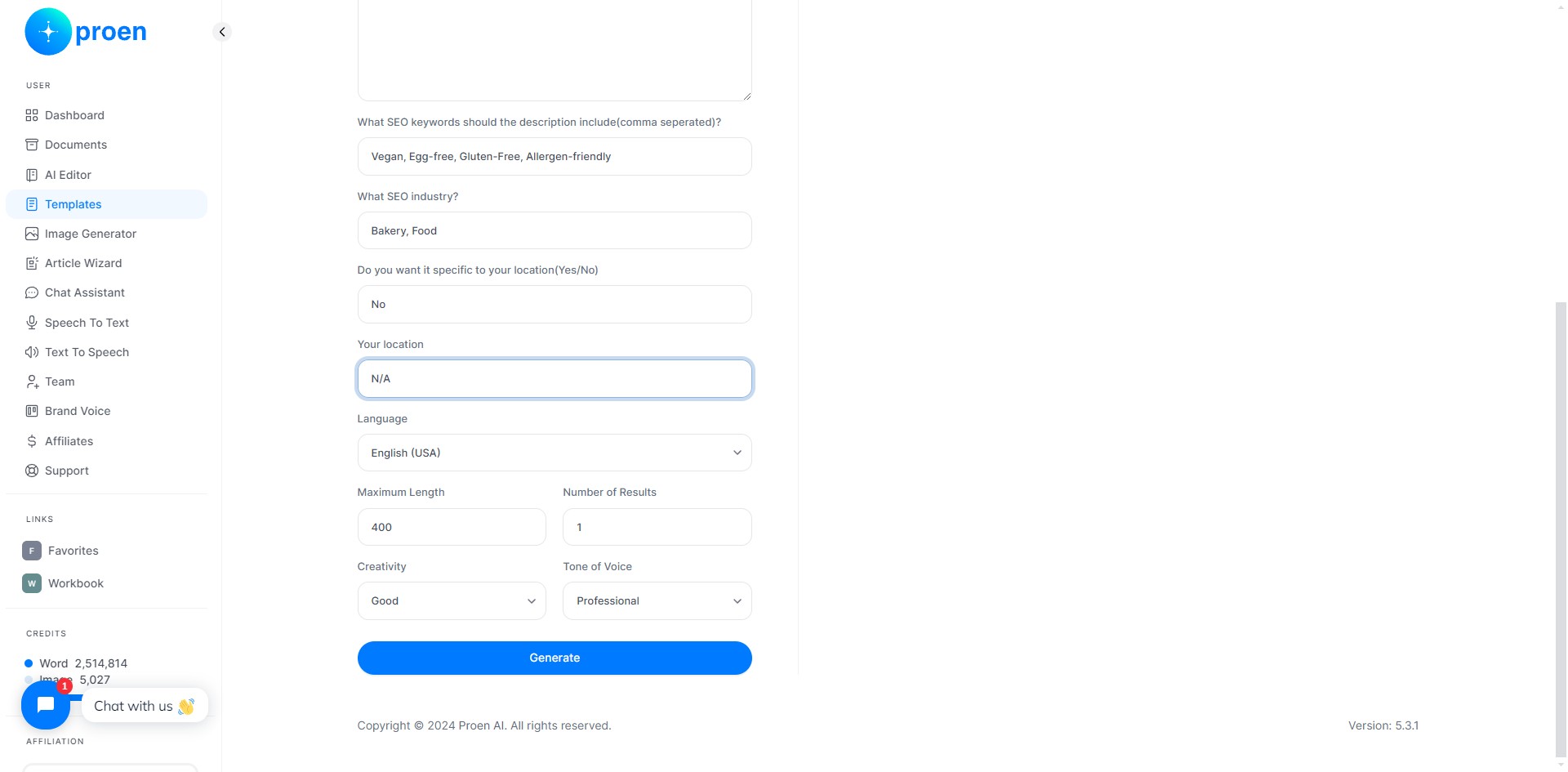 **Optional**: curate the content that will be generated 