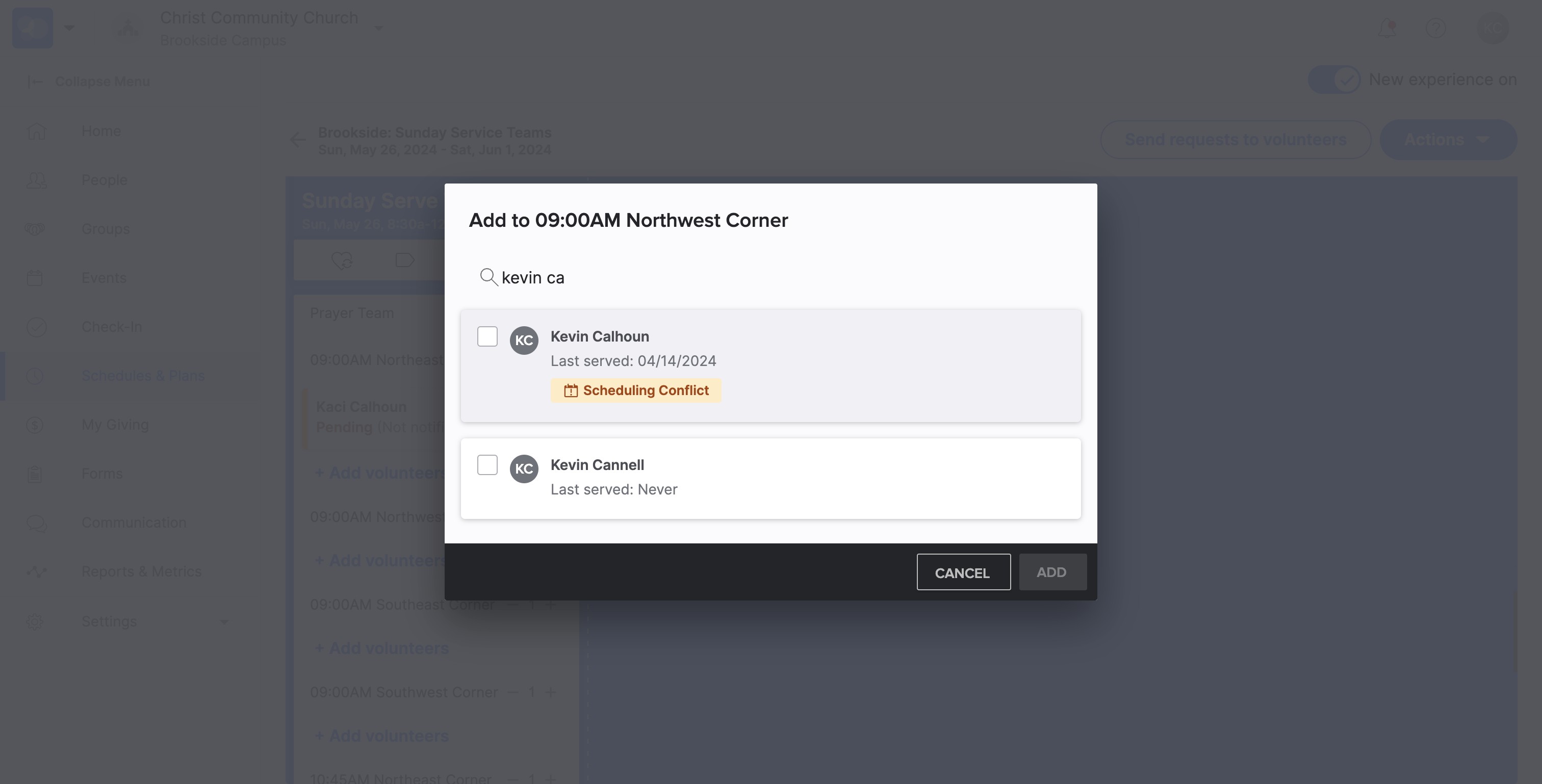 SELECT volunteer name